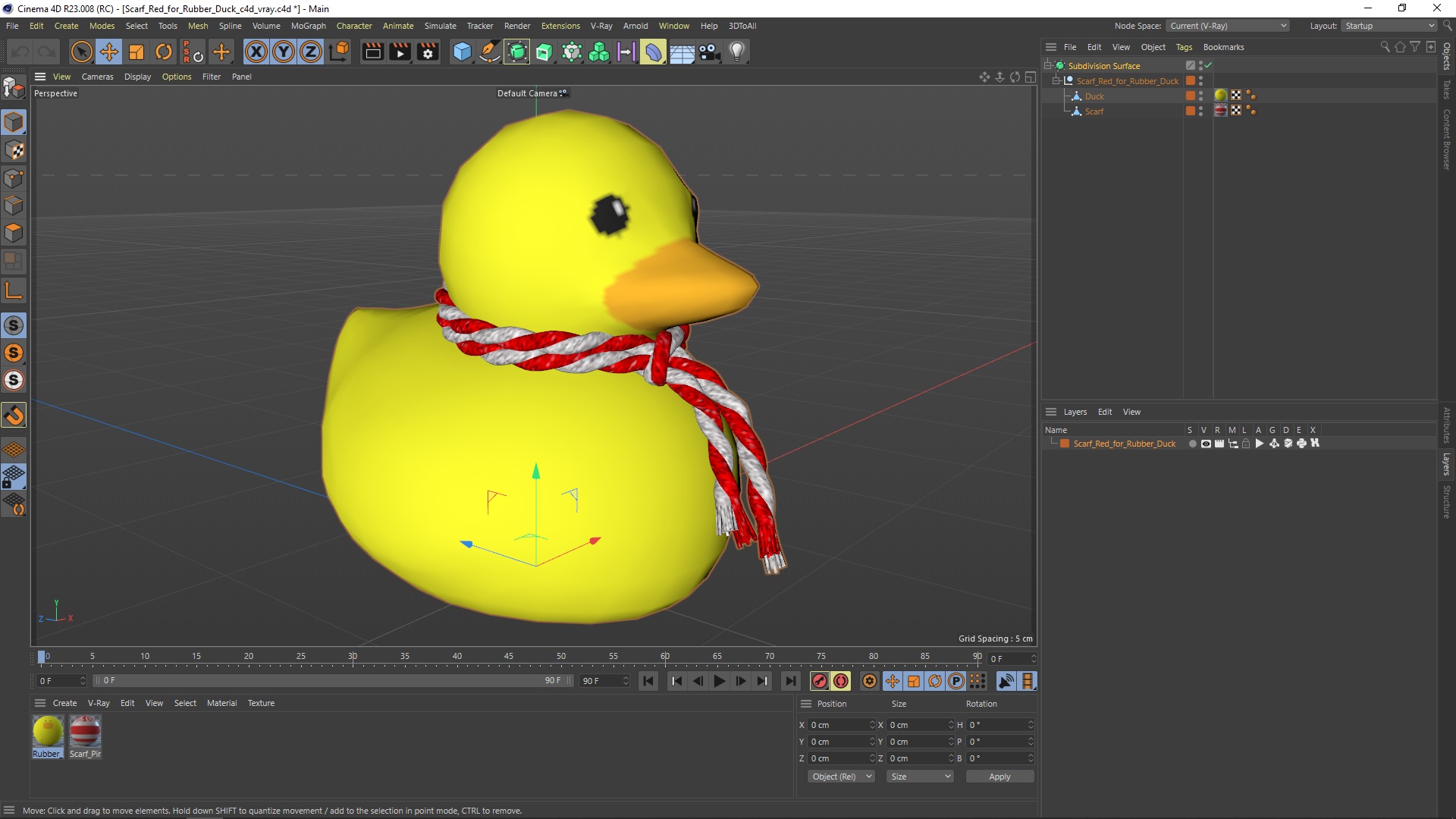 3D model Scarf Red for Rubber Duck