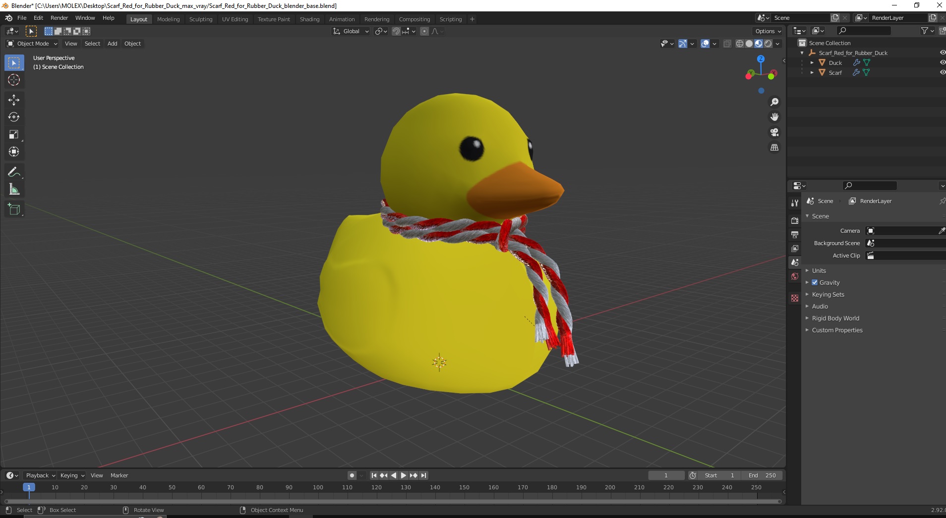 3D model Scarf Red for Rubber Duck