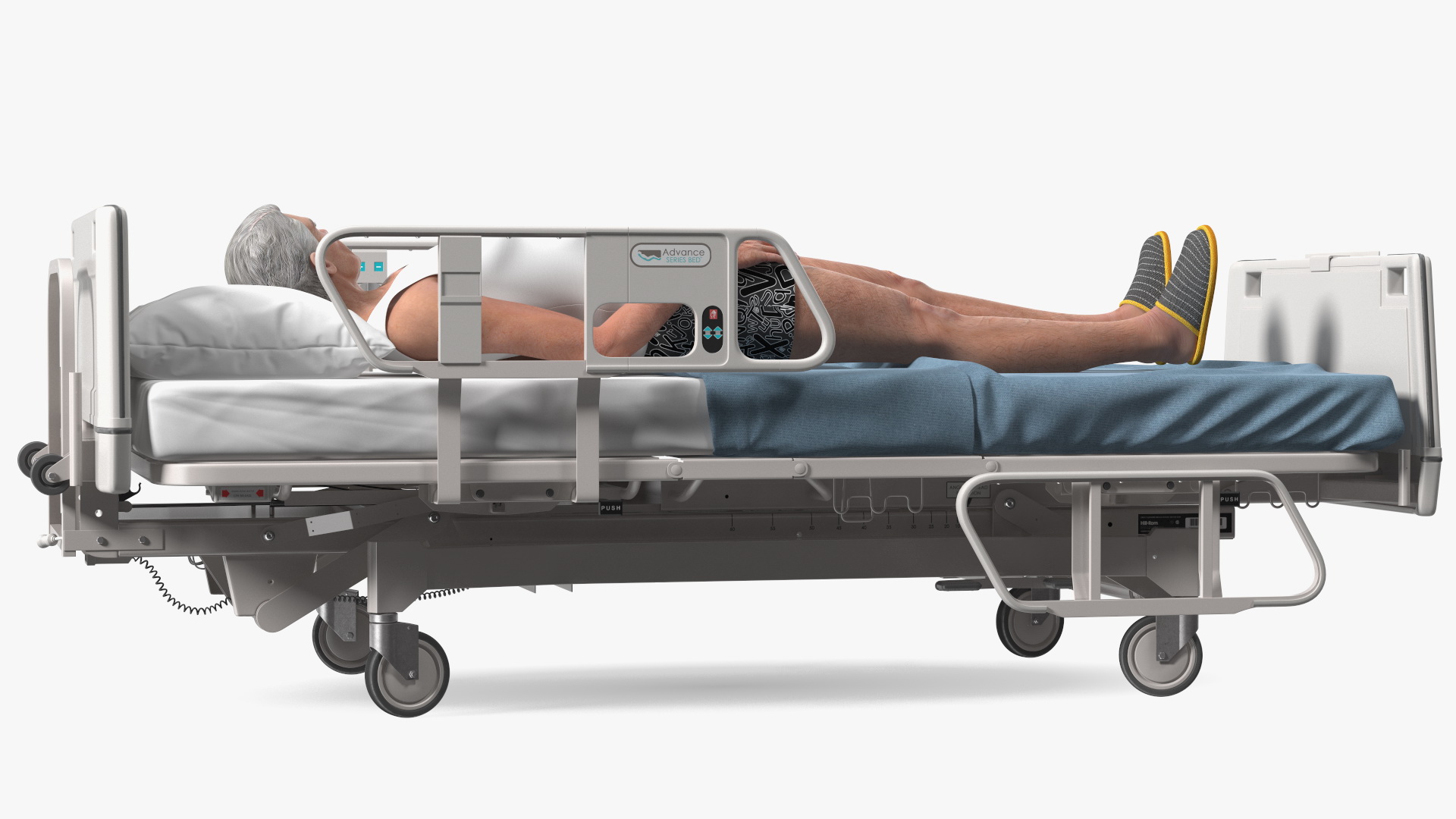 3D model Patient on Hospital Bed Rigged