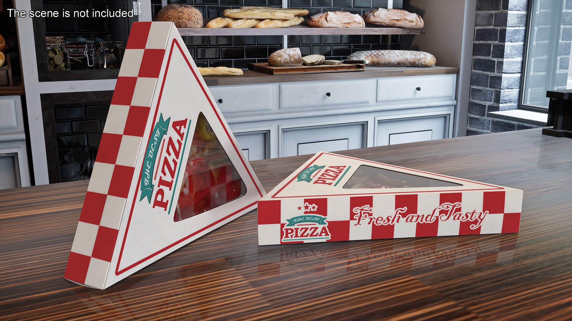 Pizza Slice in Triangle Packaging Box 3D