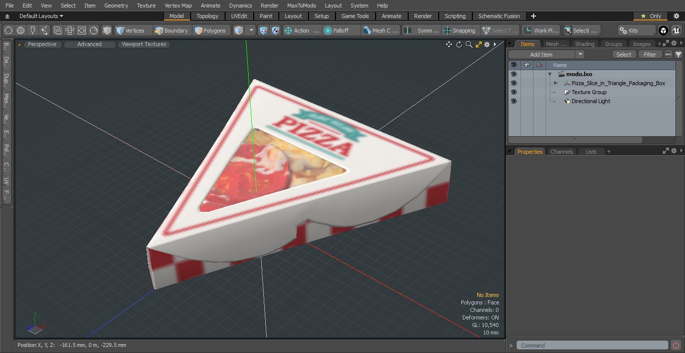 Pizza Slice in Triangle Packaging Box 3D