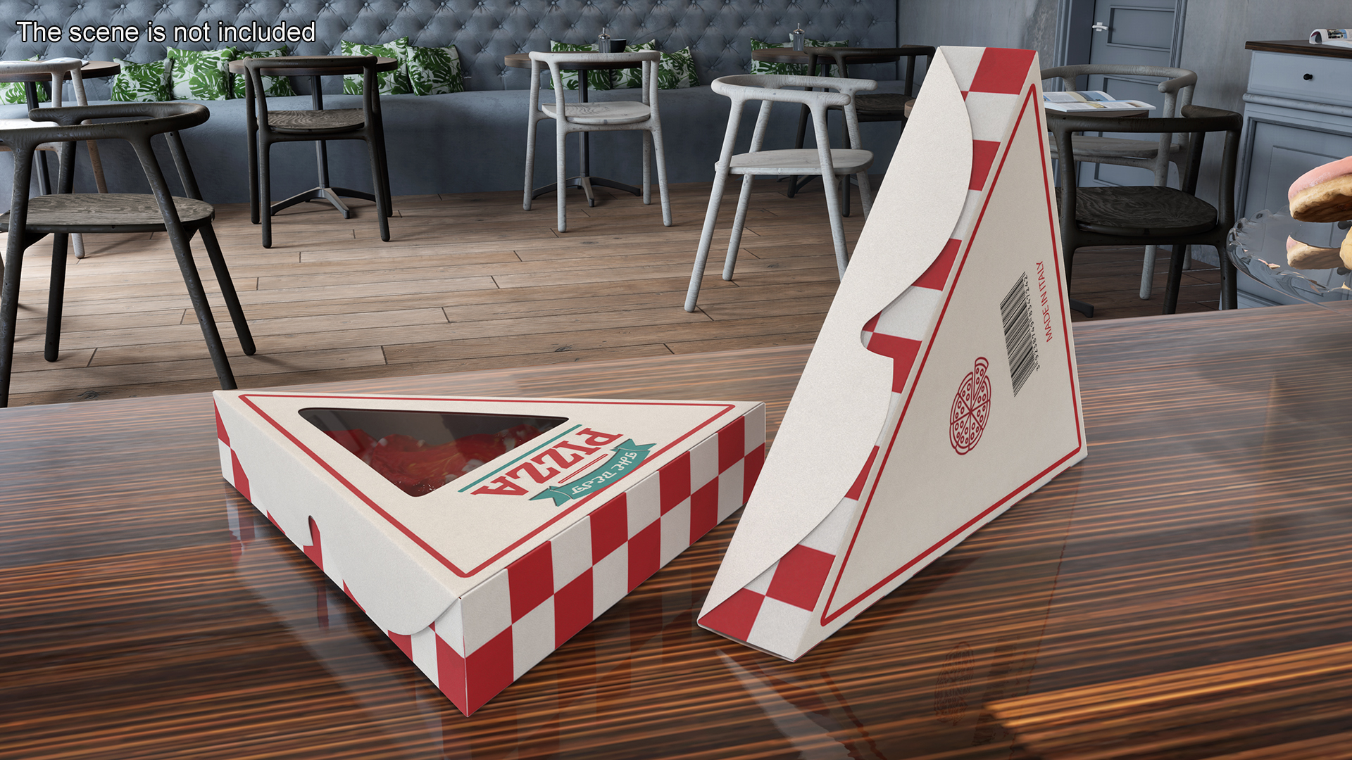 Pizza Slice in Triangle Packaging Box 3D