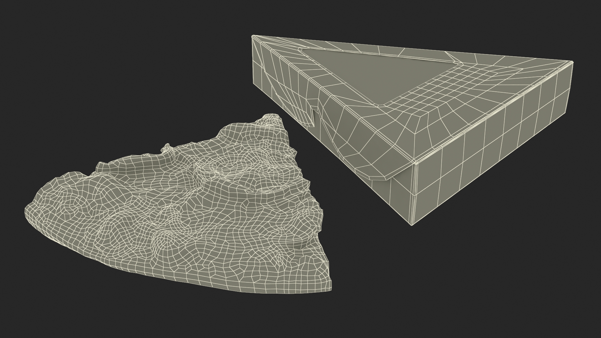 Pizza Slice in Triangle Packaging Box 3D