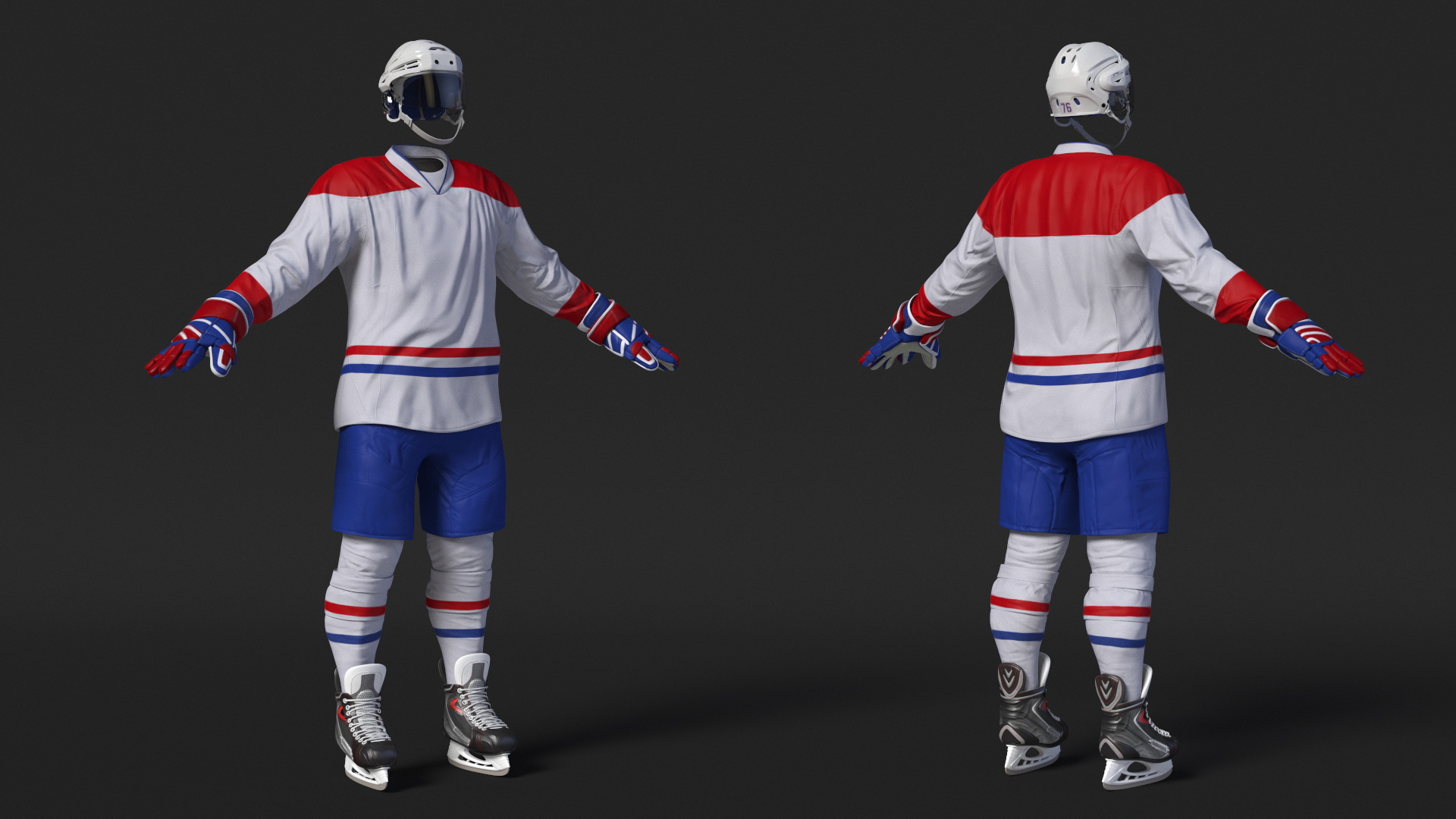 3D Ice Hockey Player Gear Set