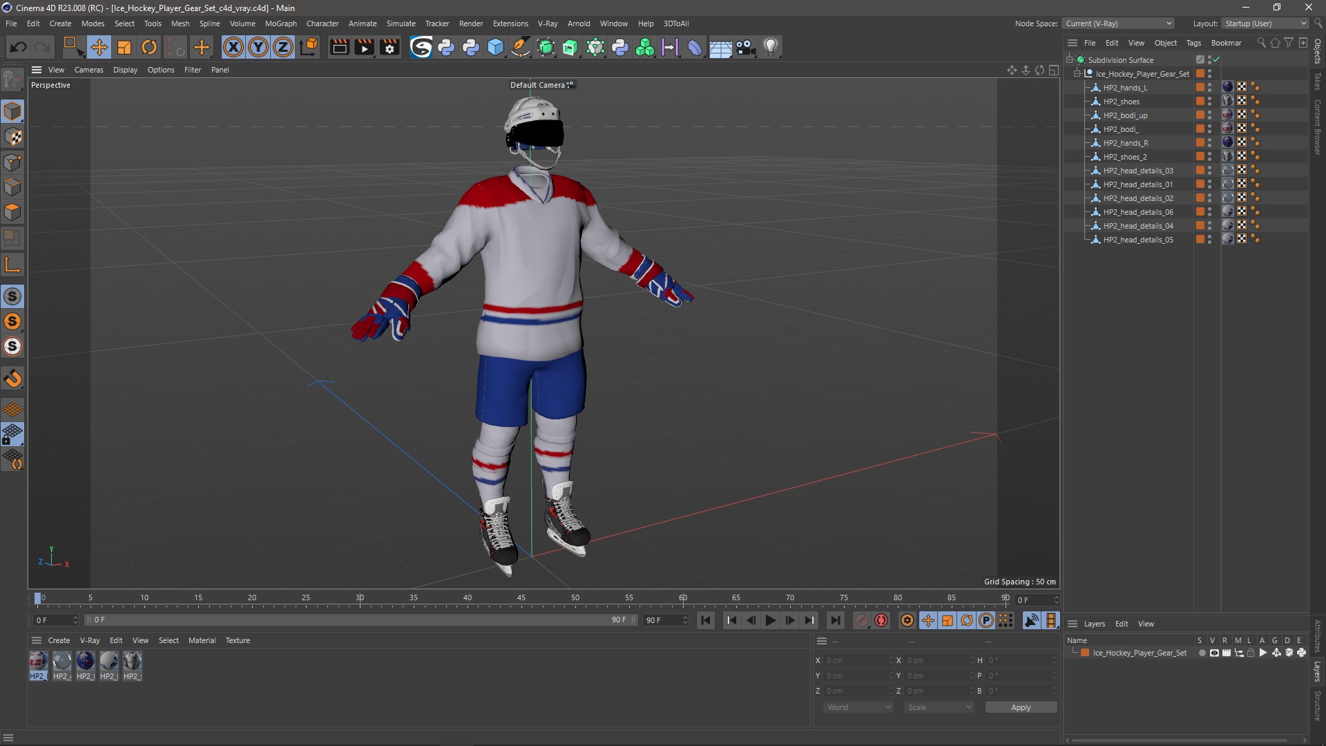 3D Ice Hockey Player Gear Set