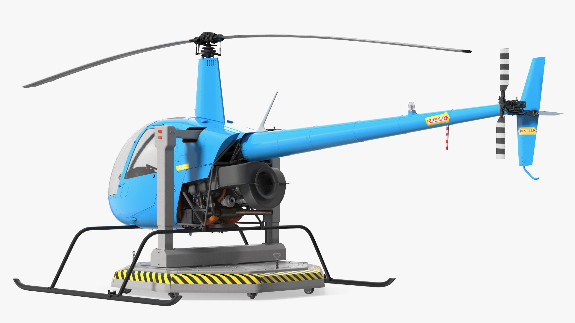 Small Helicopter Training Machine Blue Rigged for Maya 3D model