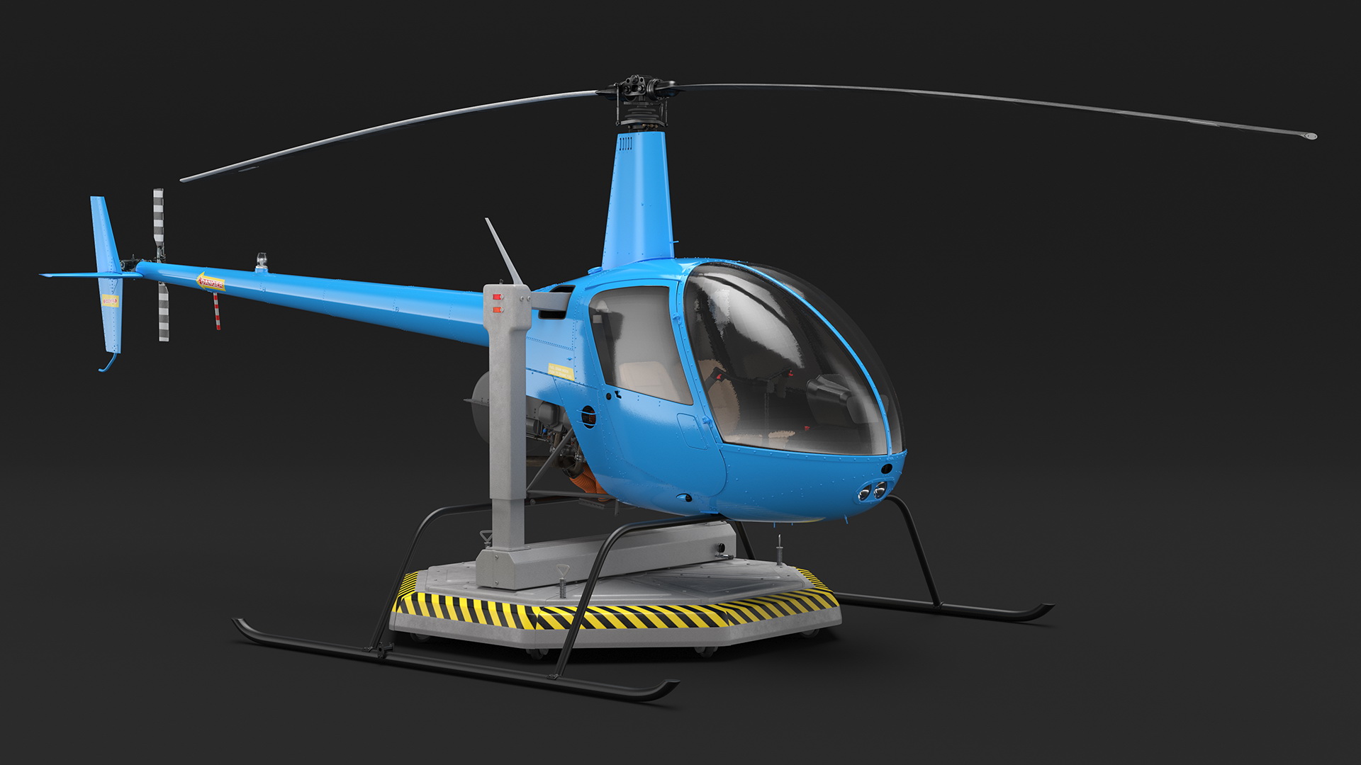 Small Helicopter Training Machine Blue Rigged for Maya 3D model