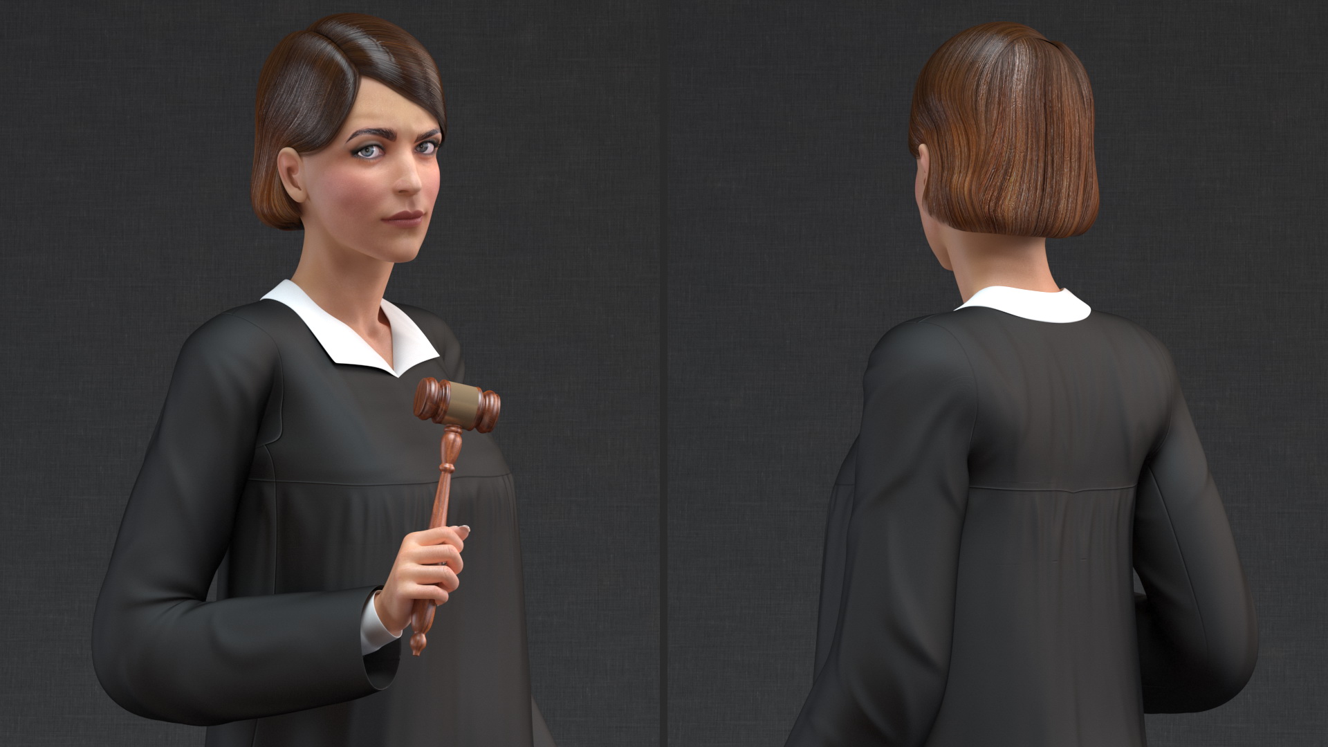 3D Female Judge with Gavel model