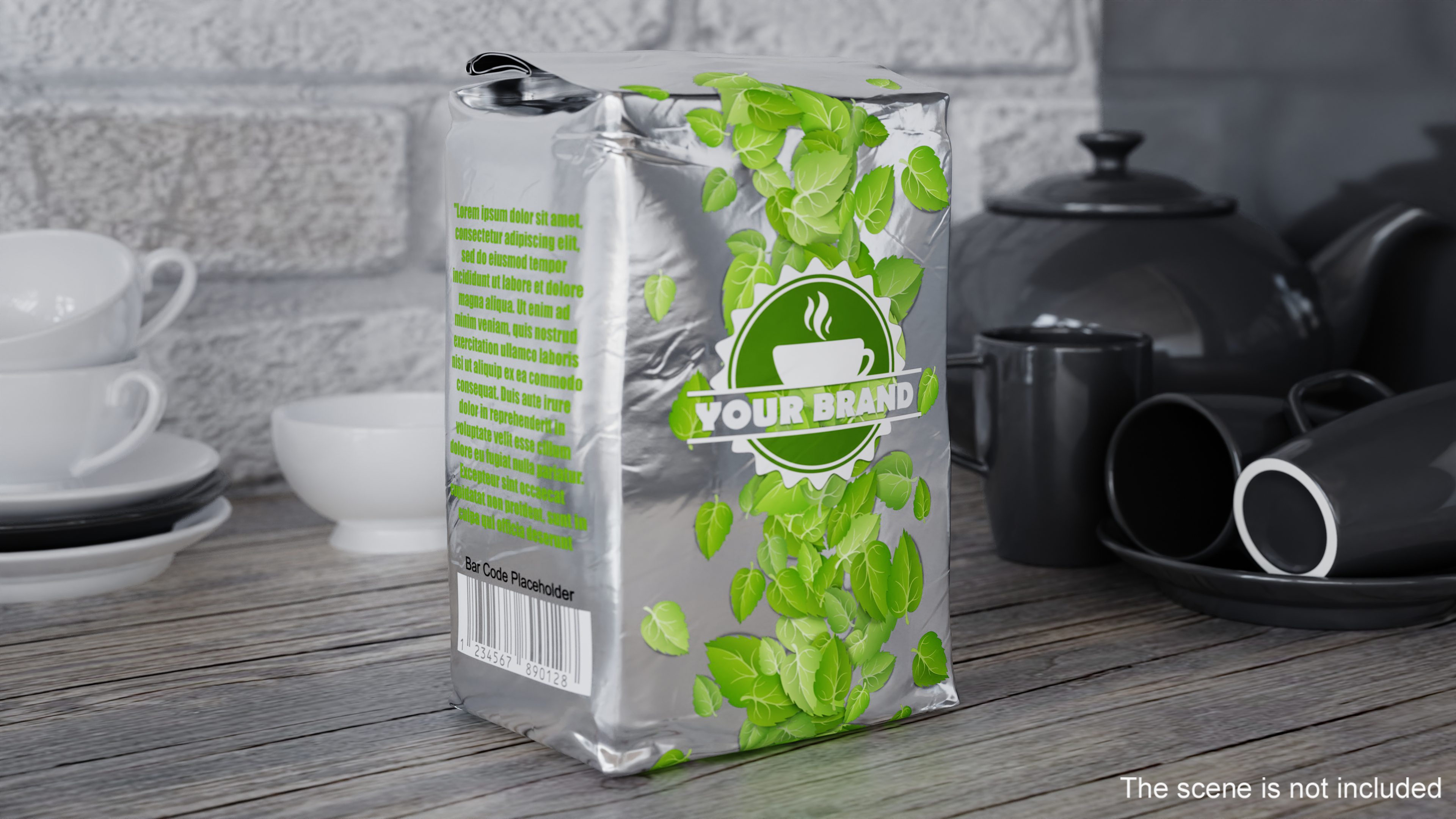 Foil Package 2lb Mockup Green 3D model