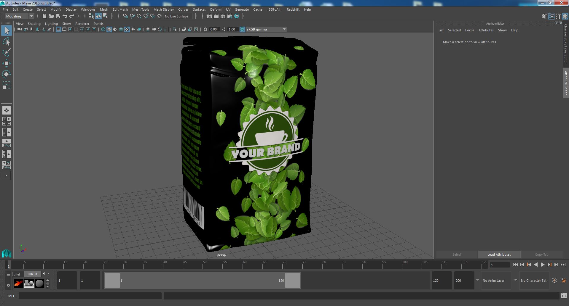 Foil Package 2lb Mockup Green 3D model