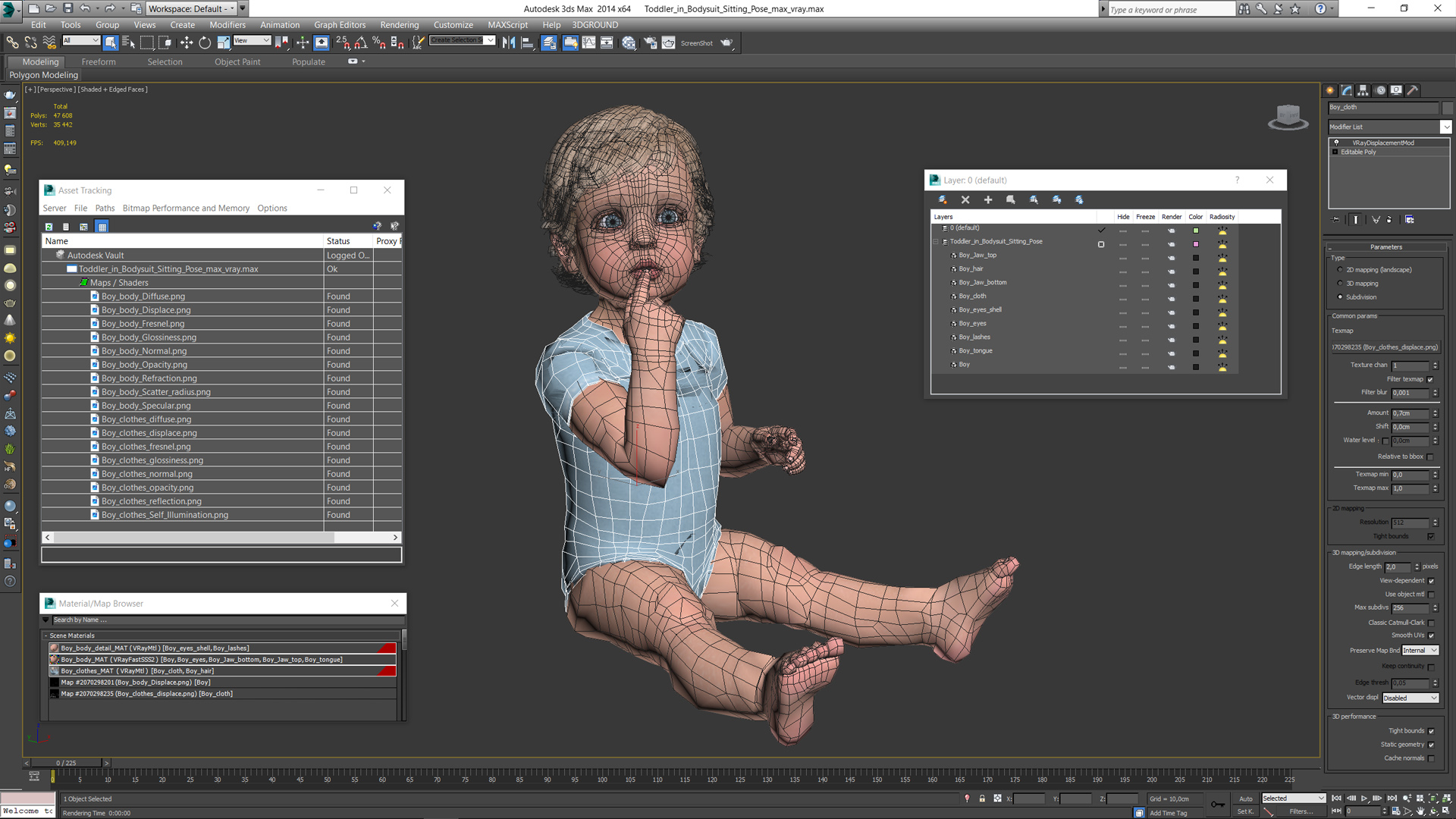 Toddler in Bodysuit Sitting Pose 3D