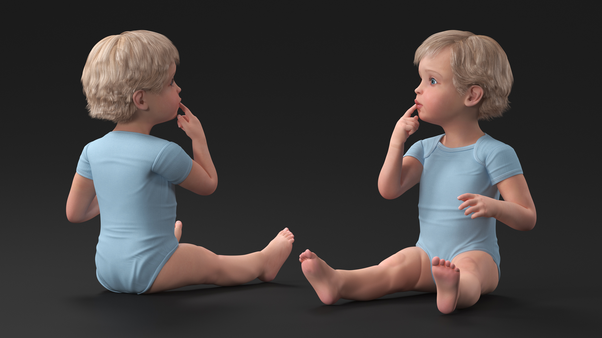 Toddler in Bodysuit Sitting Pose 3D