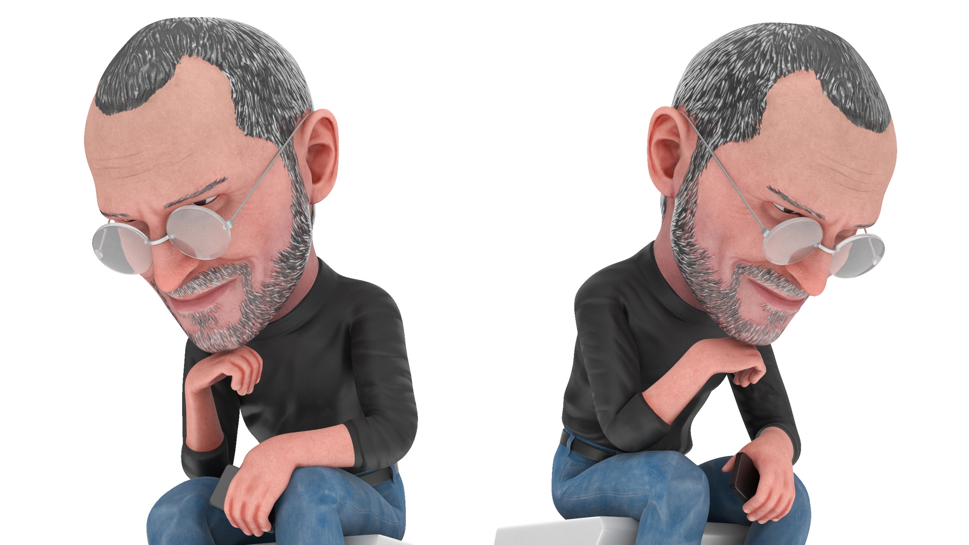 3D model Steve Jobs Action Figure Thinker Pose for 3D Print