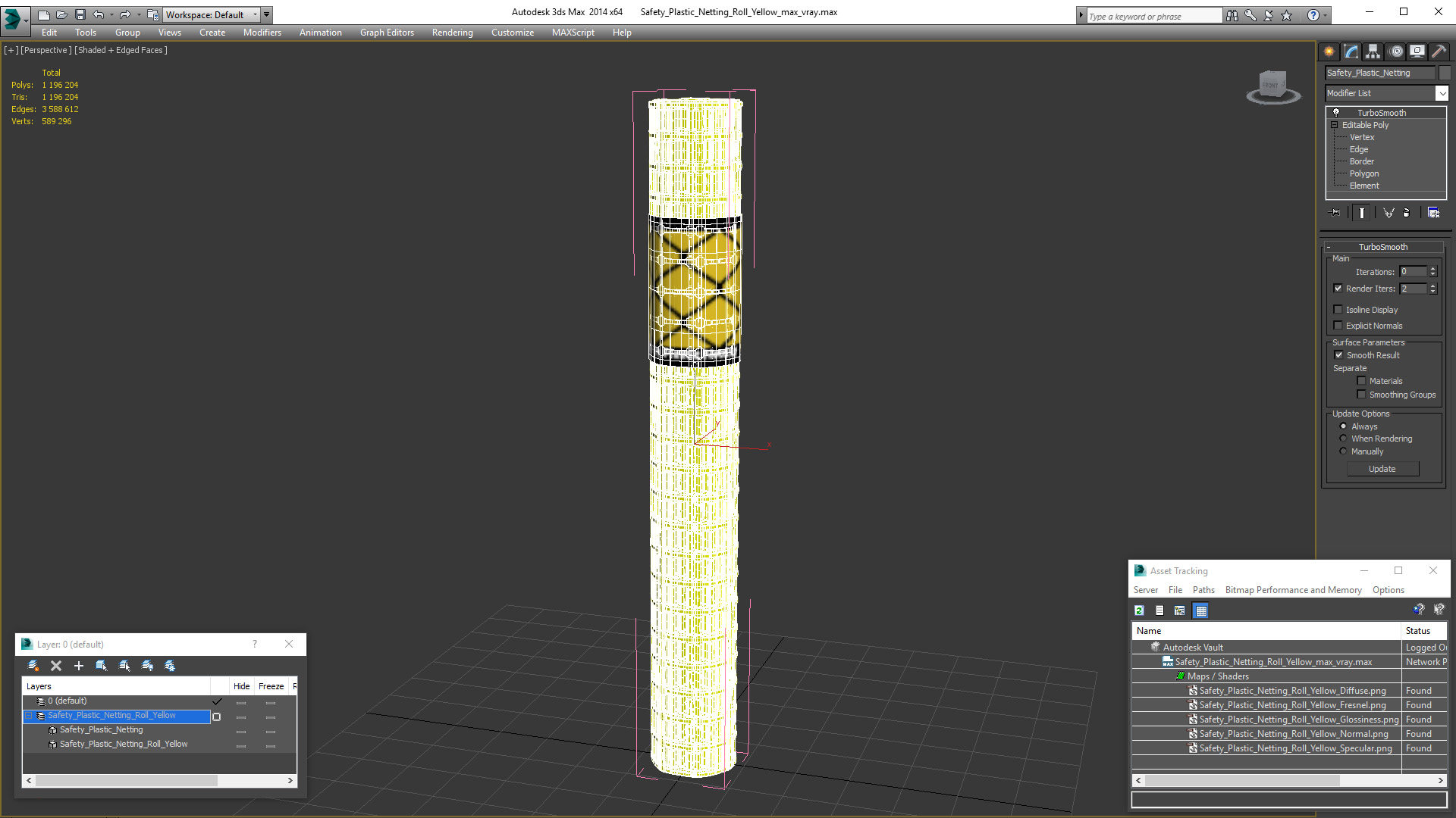 Safety Plastic Netting Roll Yellow 3D model