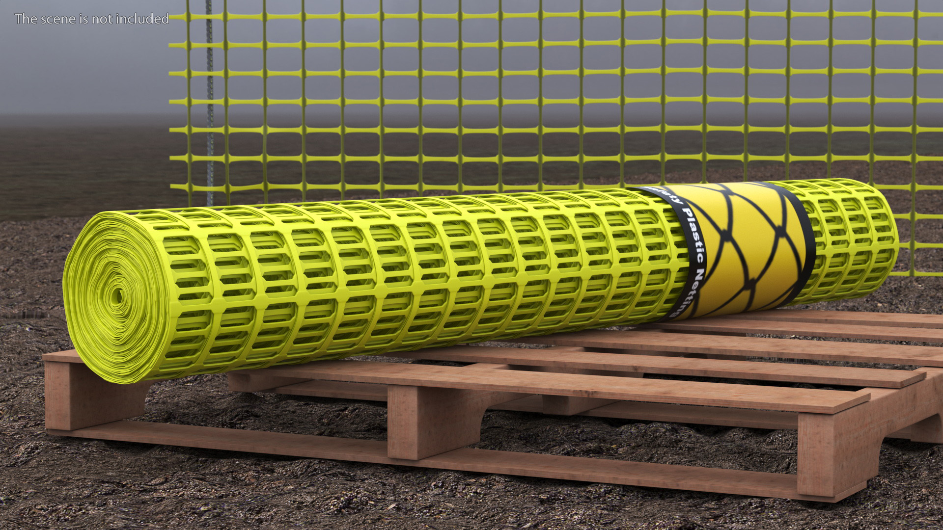 Safety Plastic Netting Roll Yellow 3D model