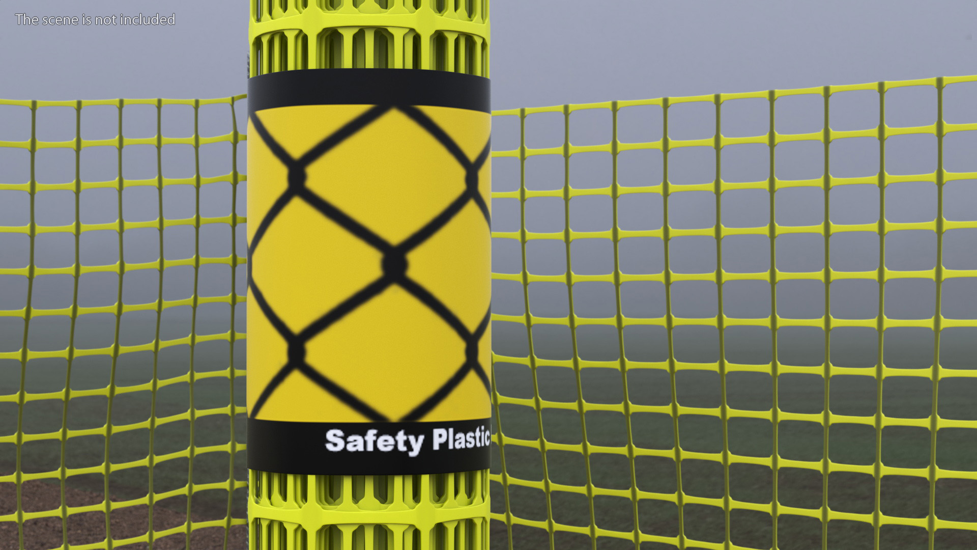 Safety Plastic Netting Roll Yellow 3D model