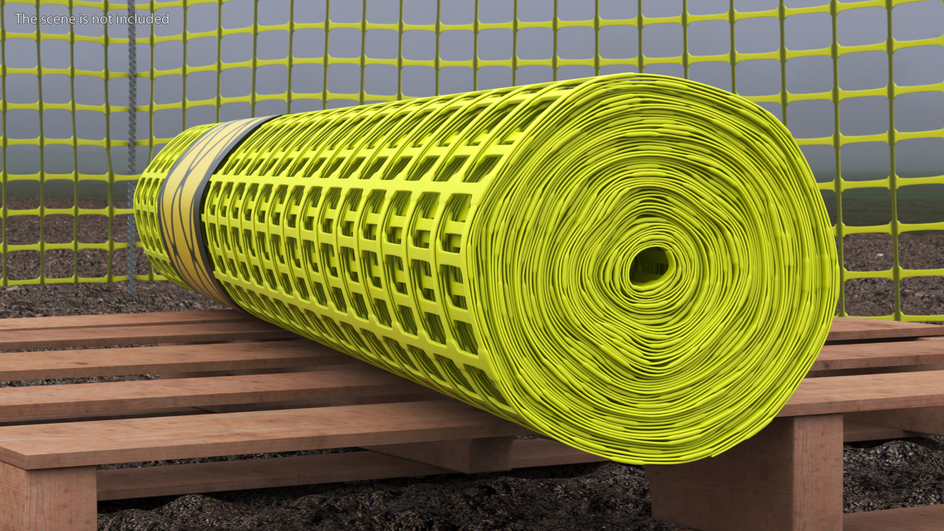 Safety Plastic Netting Roll Yellow 3D model