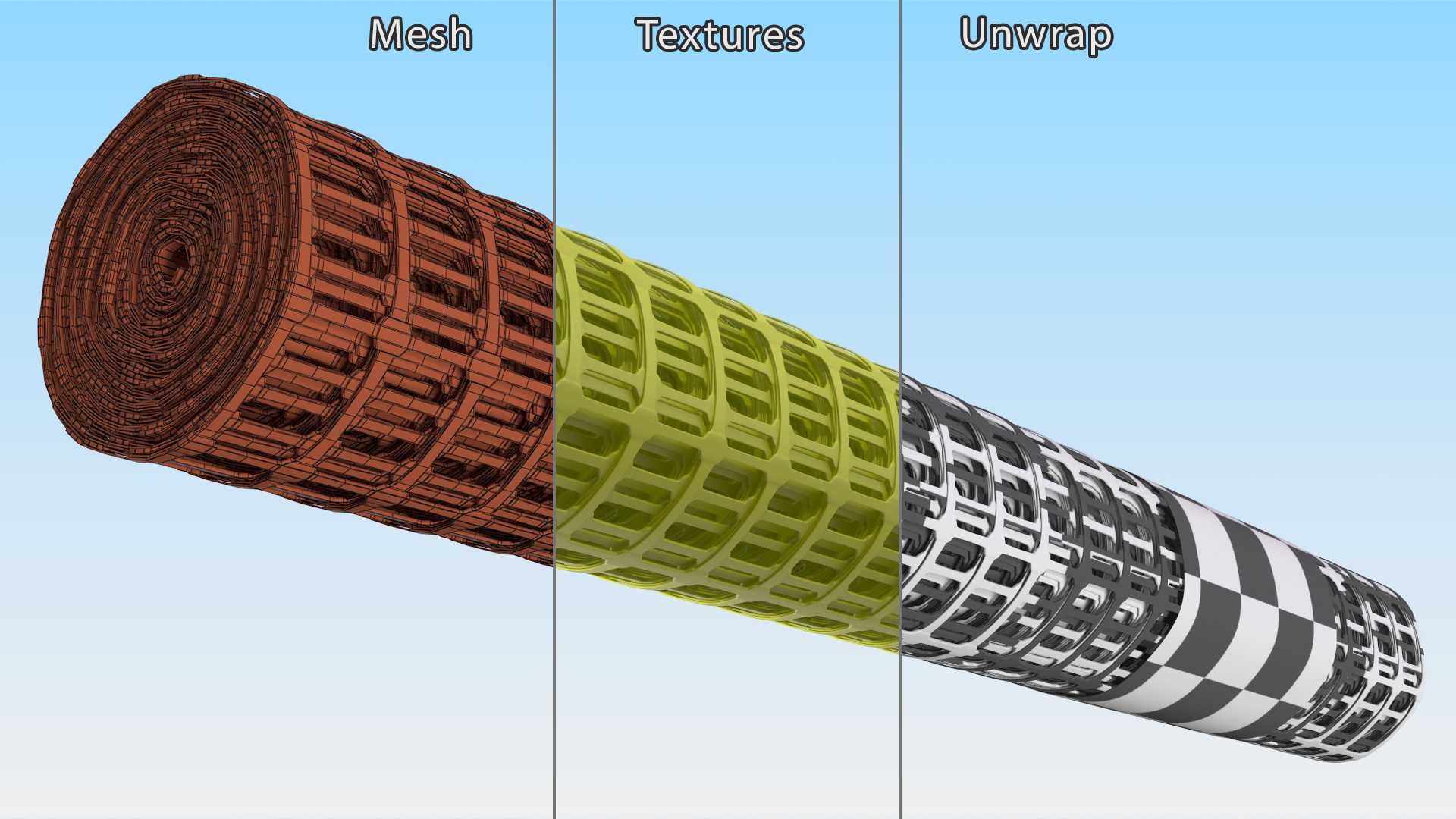 Safety Plastic Netting Roll Yellow 3D model