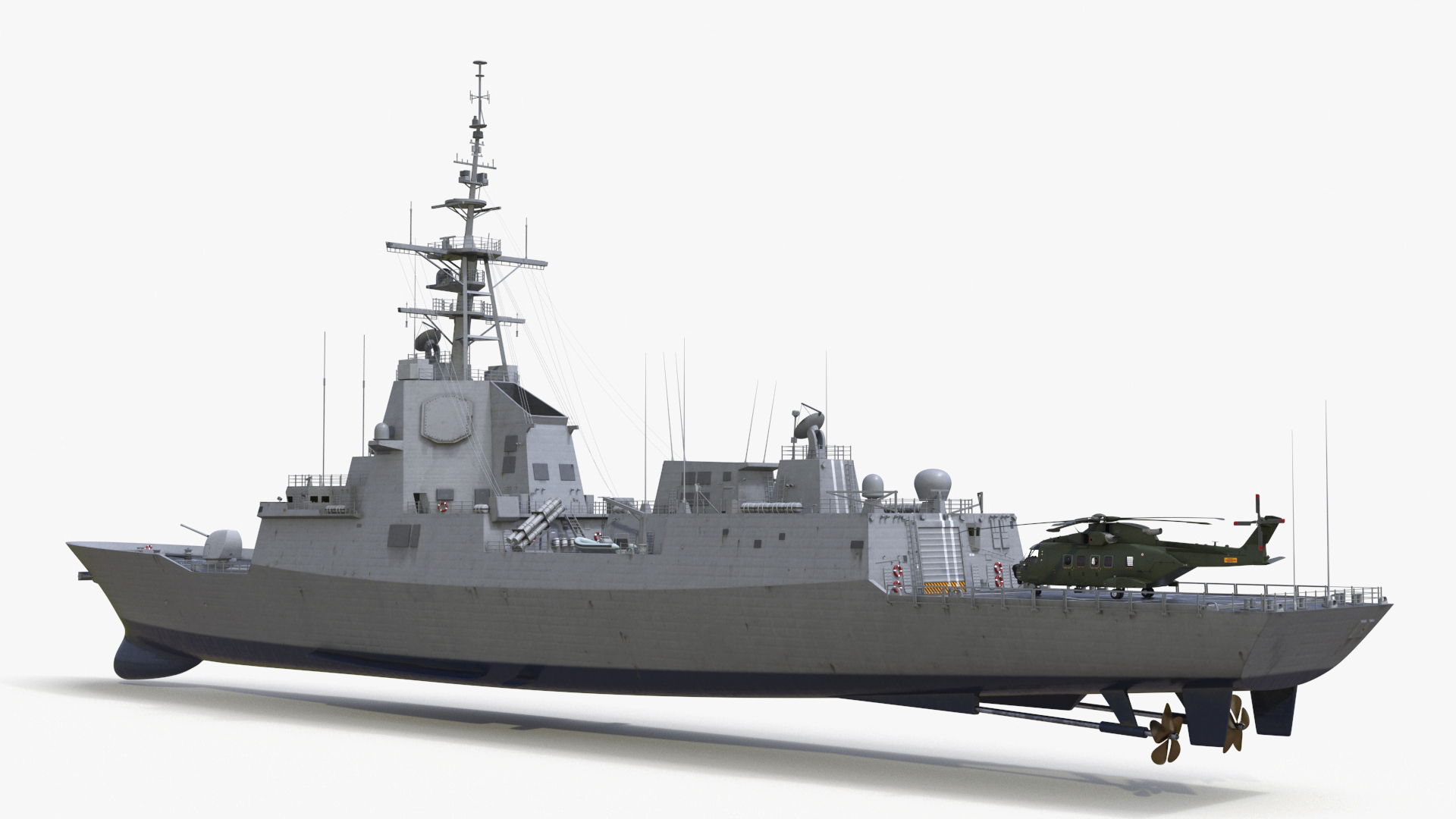 3D model F101 Alvaro de Bazan Class Frigate with Helicopter