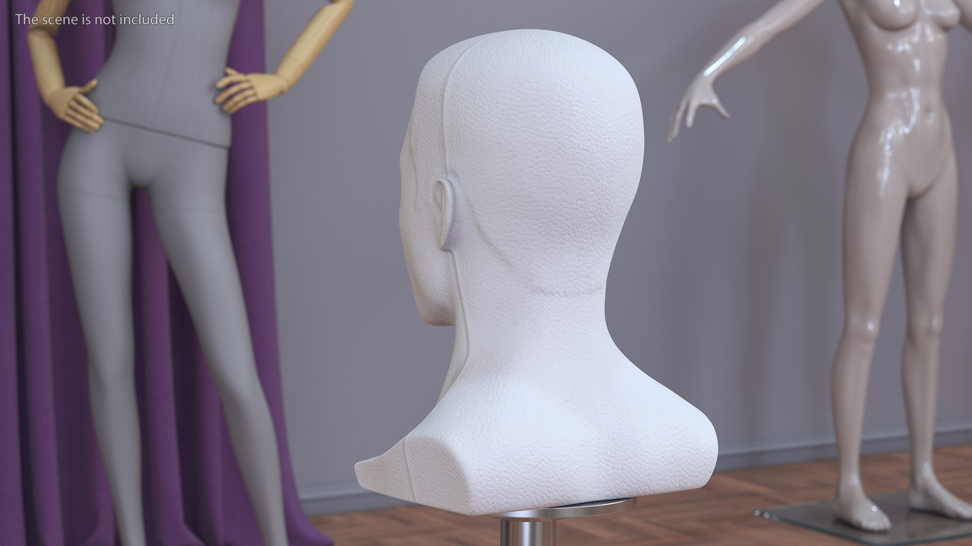 Styrofoam Male Mannequin Head with Hair 3D model