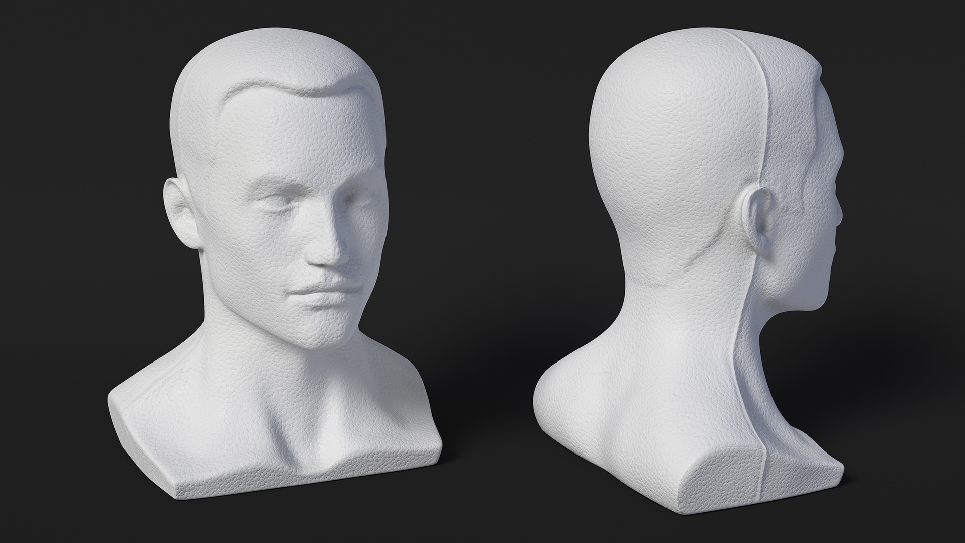 Styrofoam Male Mannequin Head with Hair 3D model