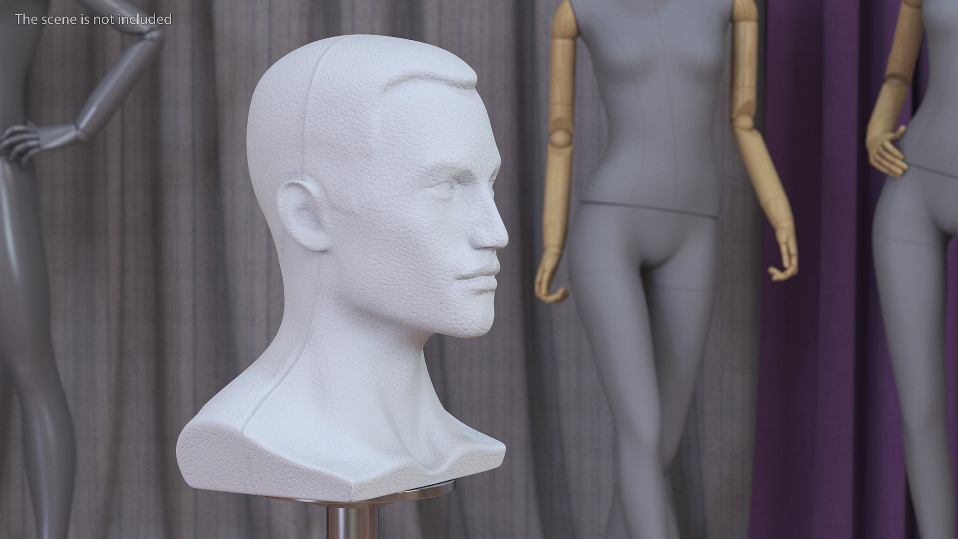 Styrofoam Male Mannequin Head with Hair 3D model