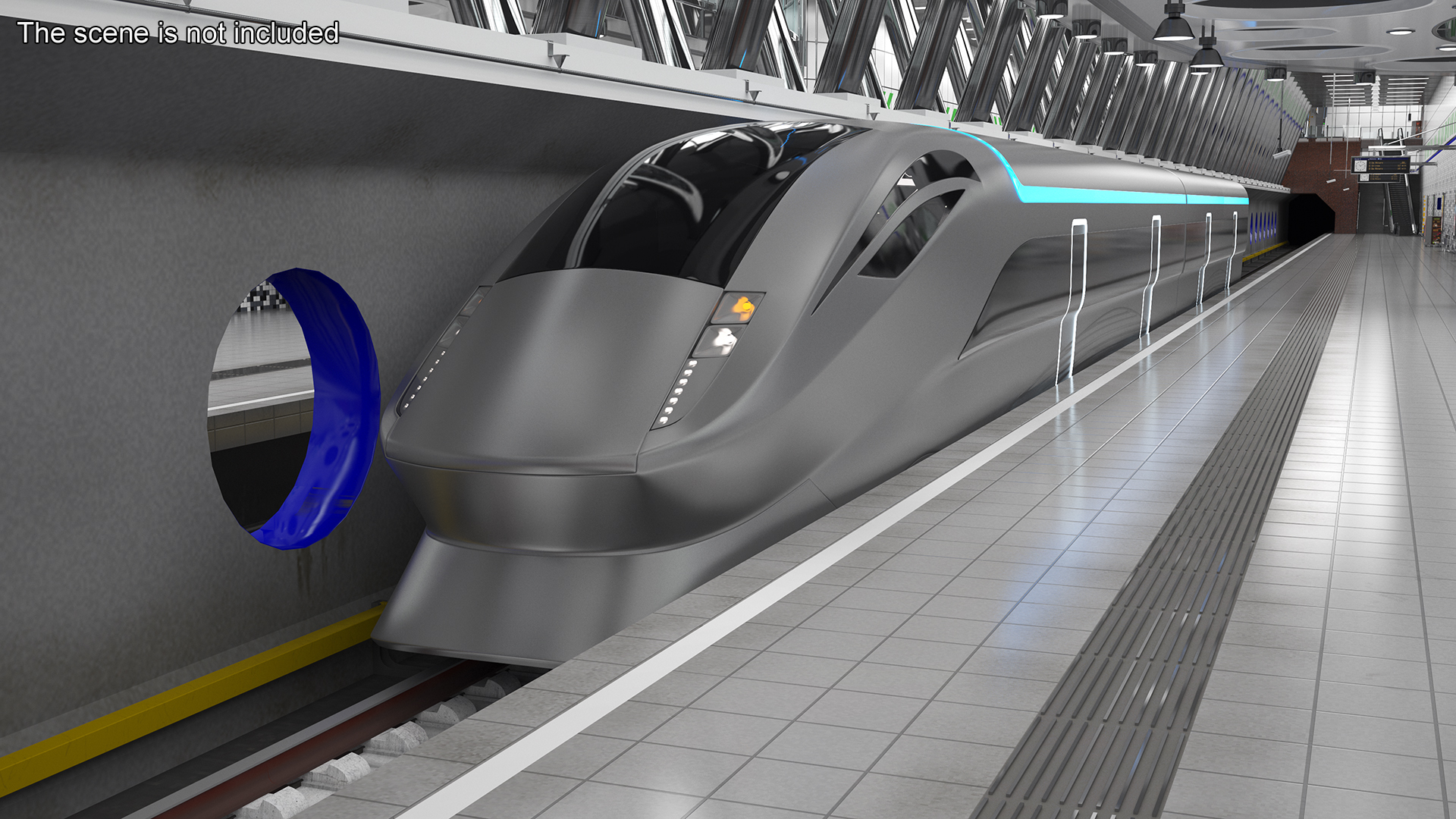 Modern High Speed Train on the Tracks 3D