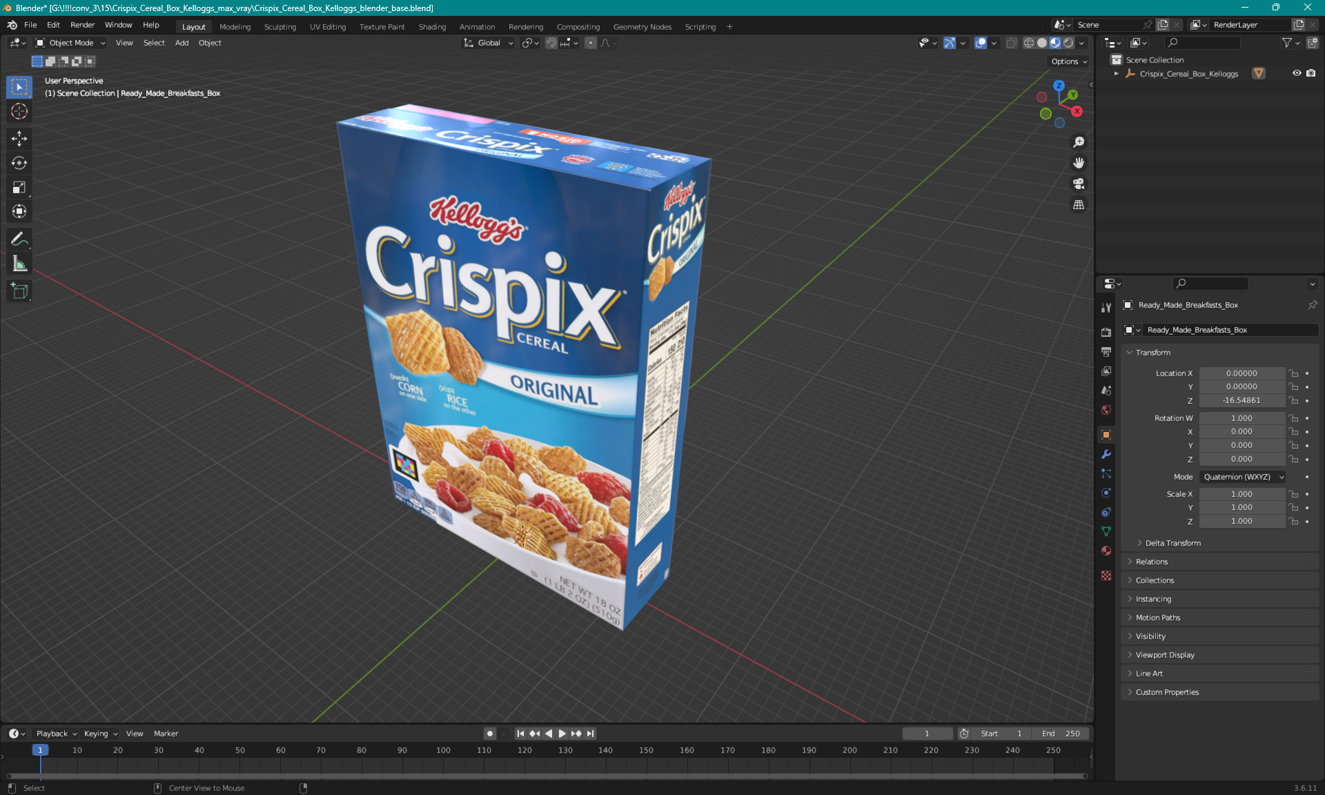 Crispix Cereal Box Kelloggs 3D