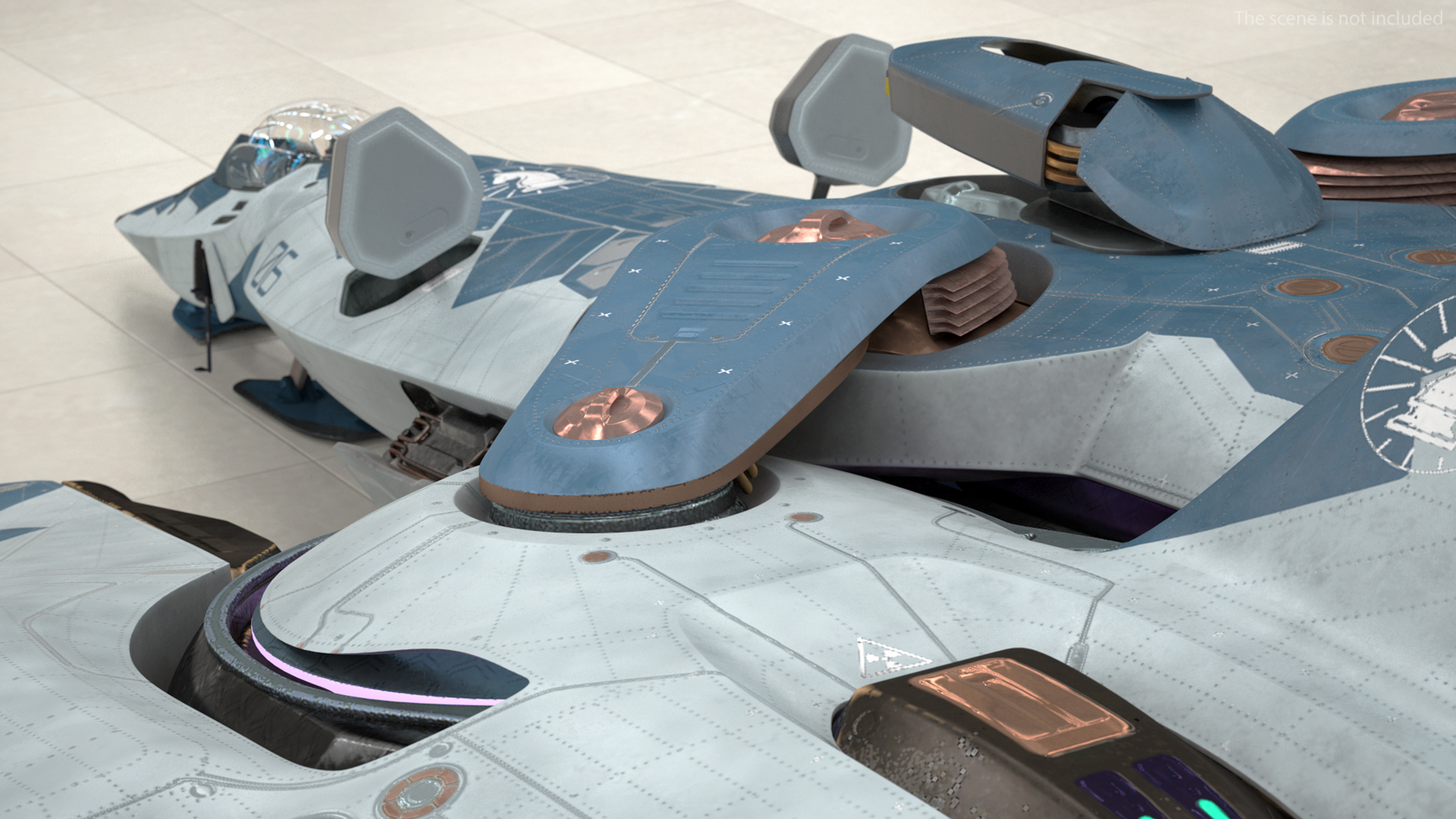 3D Sci Fi Fighter Jet Blue model