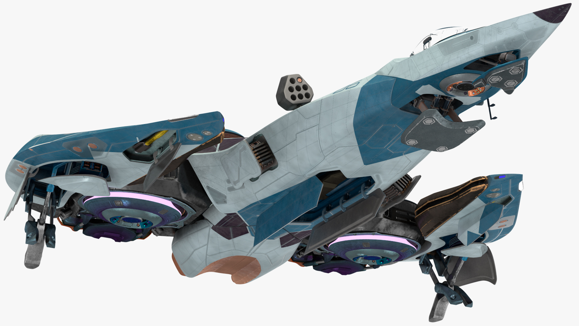 3D Sci Fi Fighter Jet Blue model