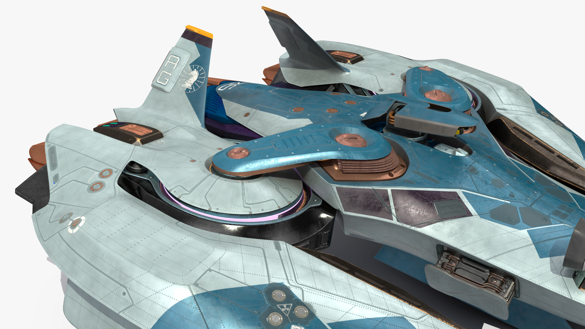 3D Sci Fi Fighter Jet Blue model