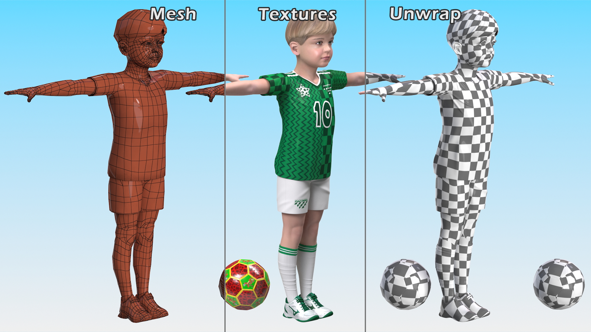 Child Boy Sport Style Rigged for Maya 3D