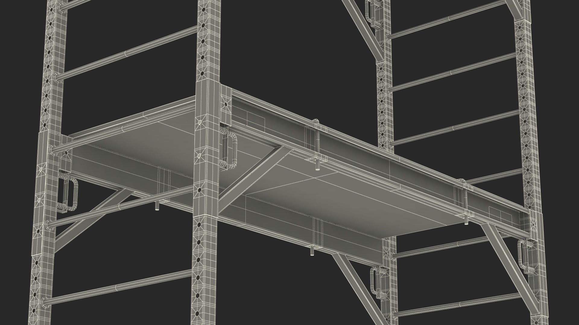 Aluminium Mobile 2 Story Scaffold Tower 3D model