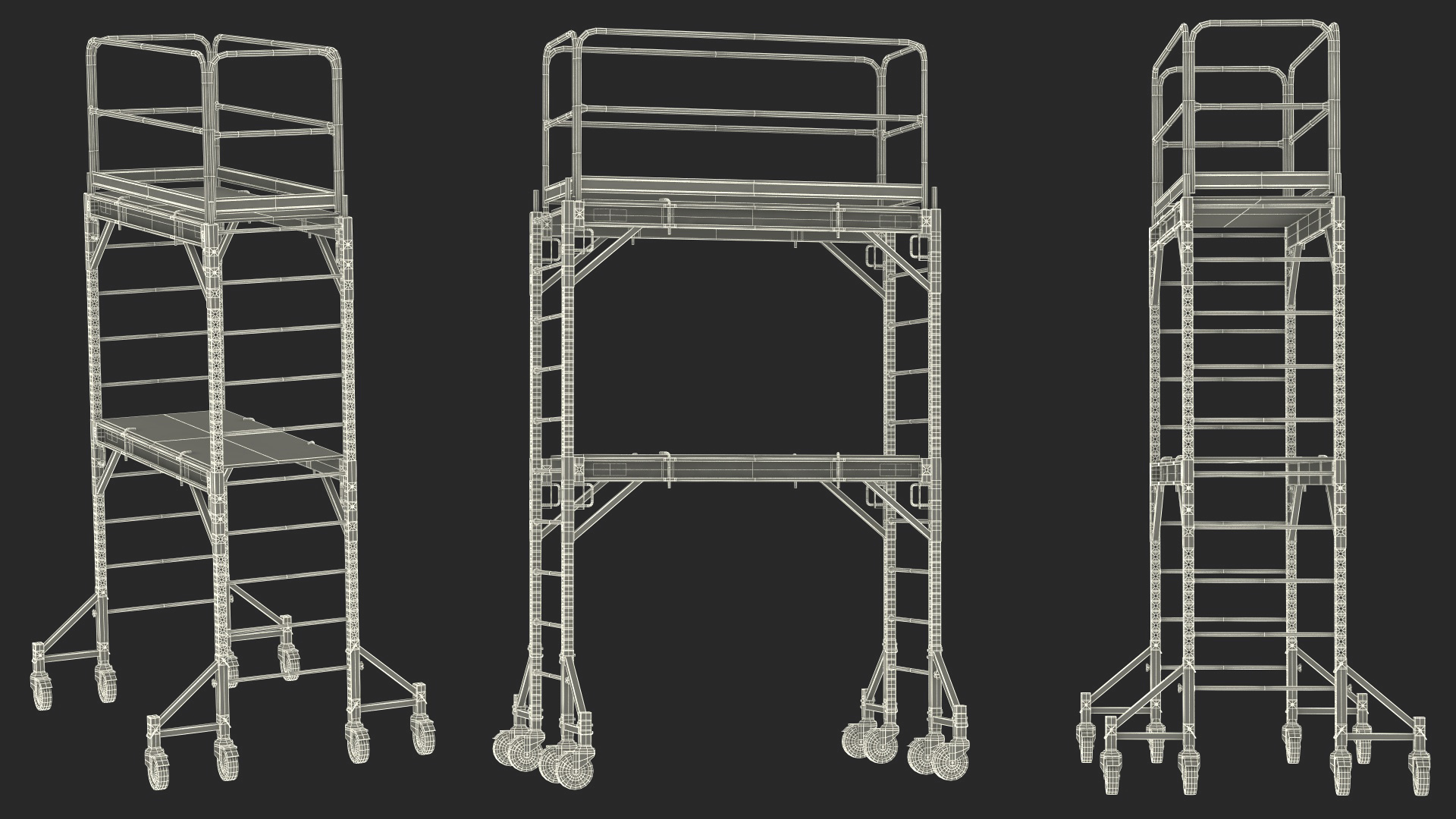 Aluminium Mobile 2 Story Scaffold Tower 3D model