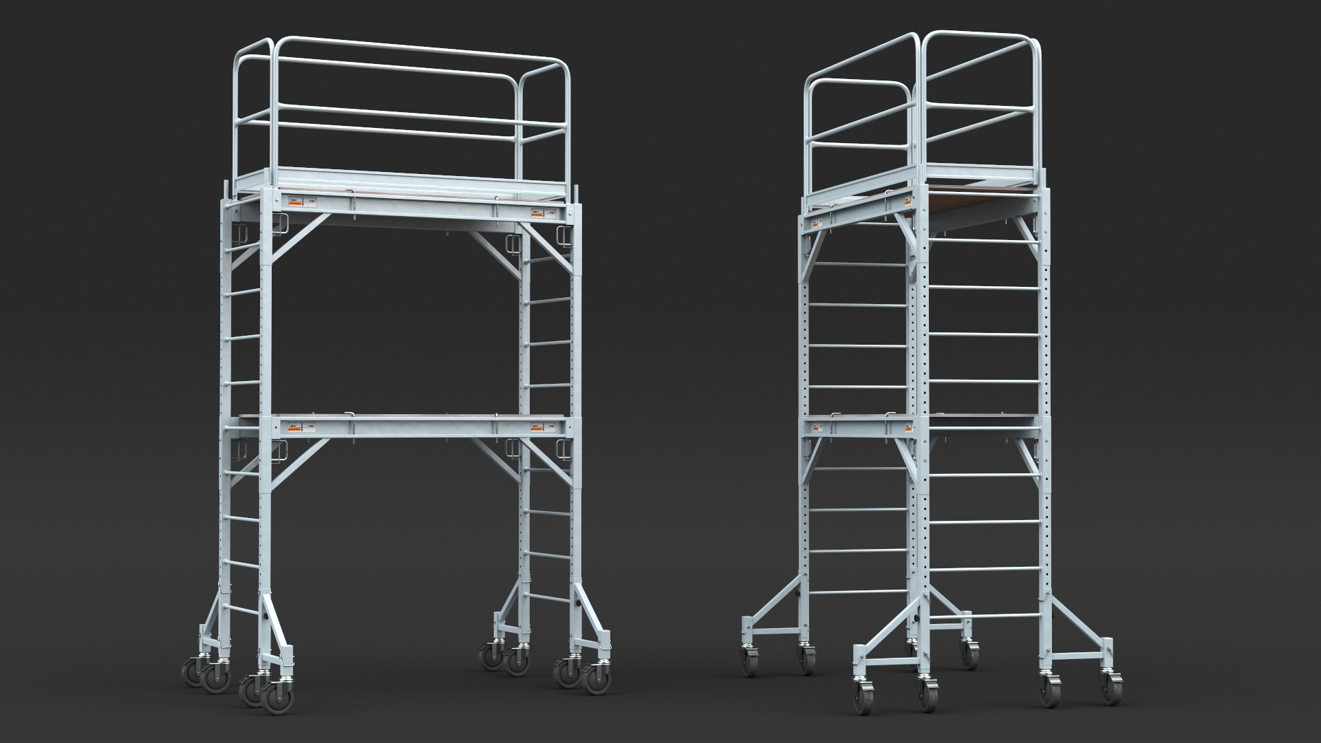 Aluminium Mobile 2 Story Scaffold Tower 3D model