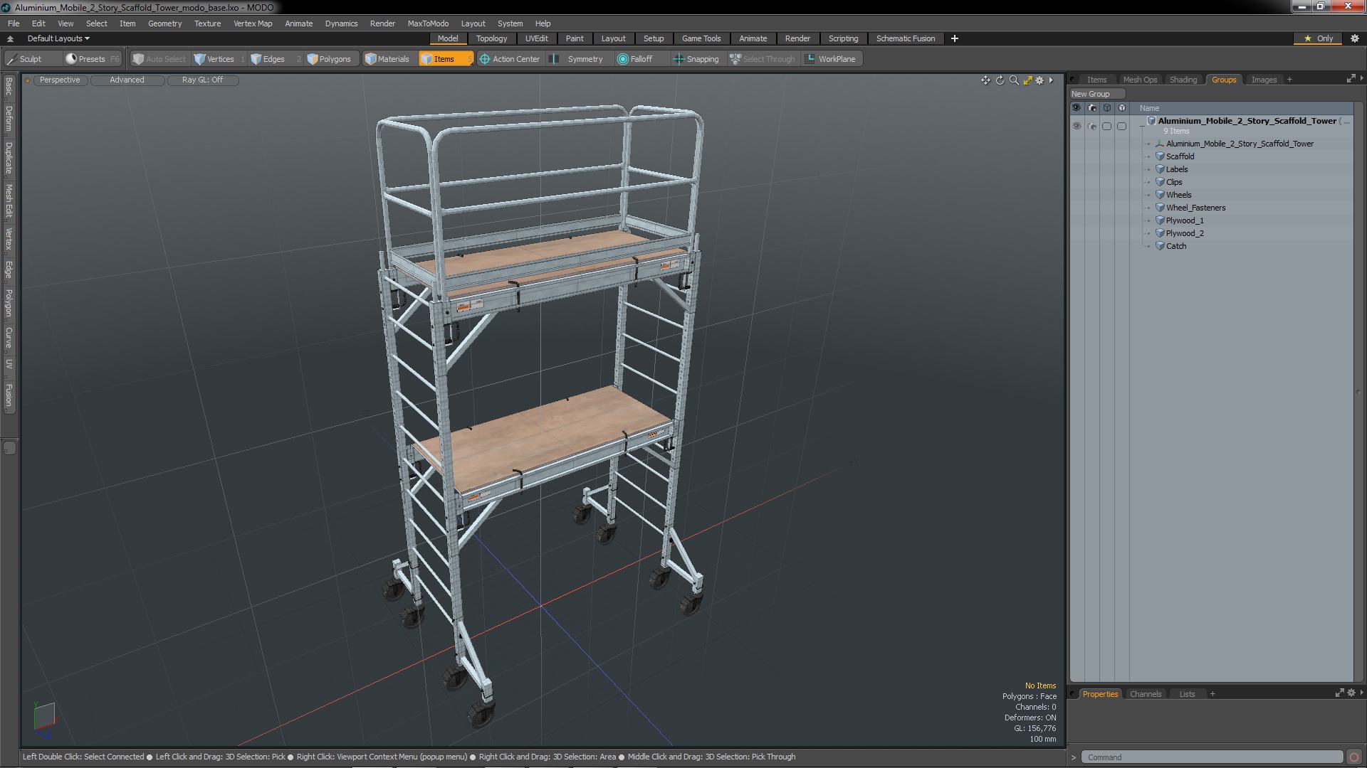 Aluminium Mobile 2 Story Scaffold Tower 3D model