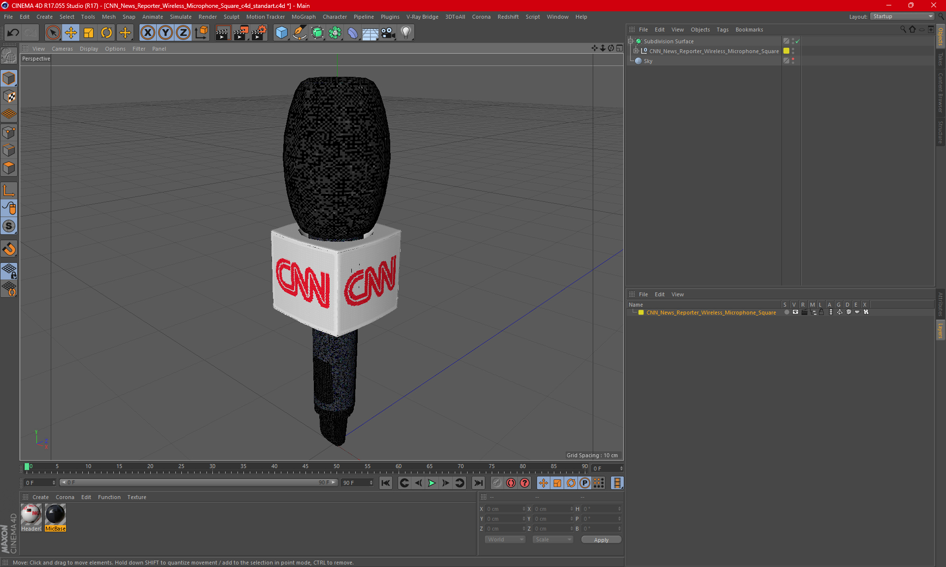 CNN News Reporter Wireless Microphone Square 3D model