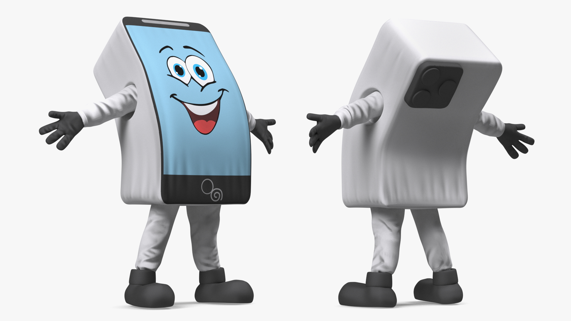 3D model Mascot Character IPhone White Rigged for Cinema 4D