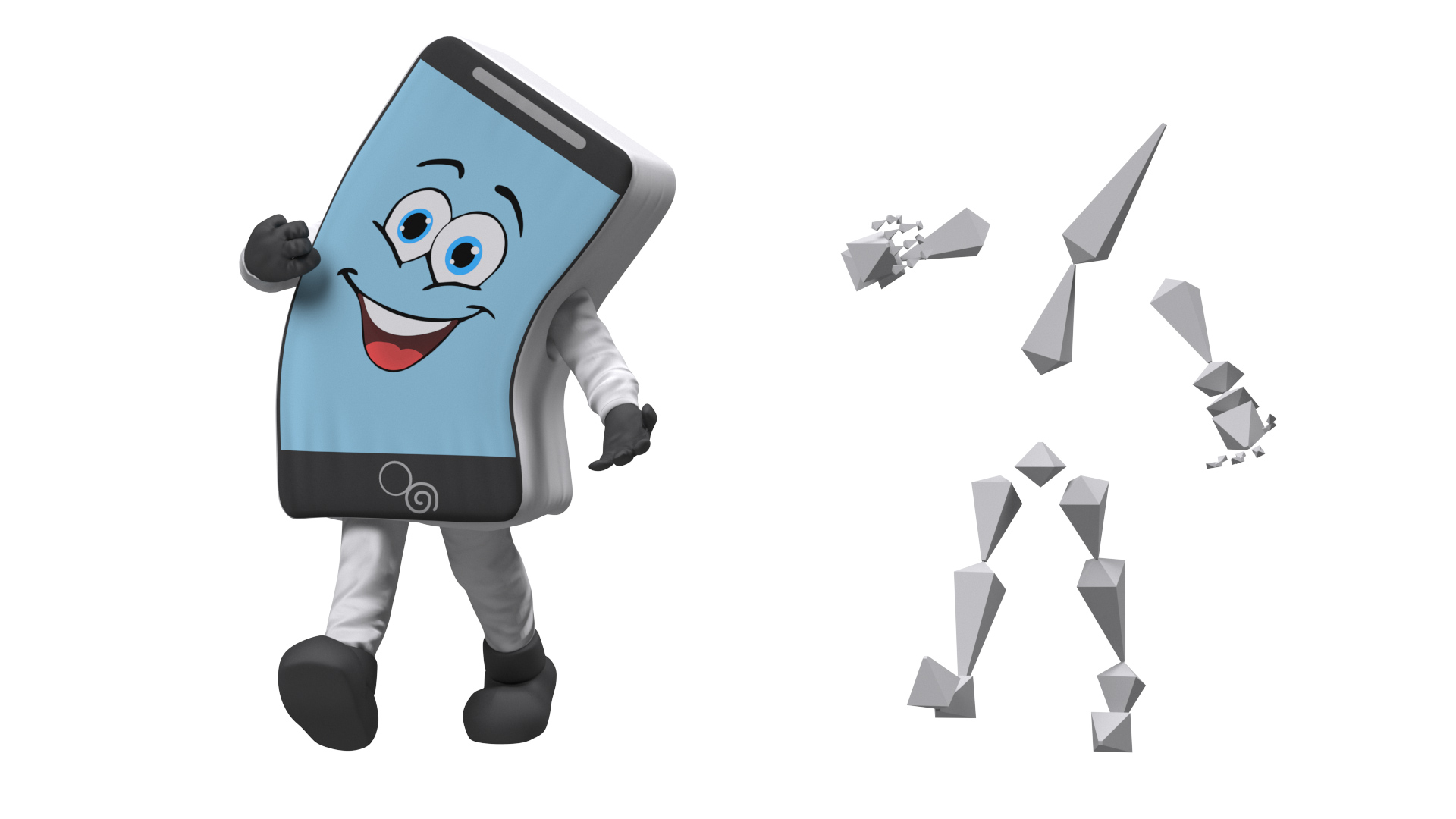 3D model Mascot Character IPhone White Rigged for Cinema 4D