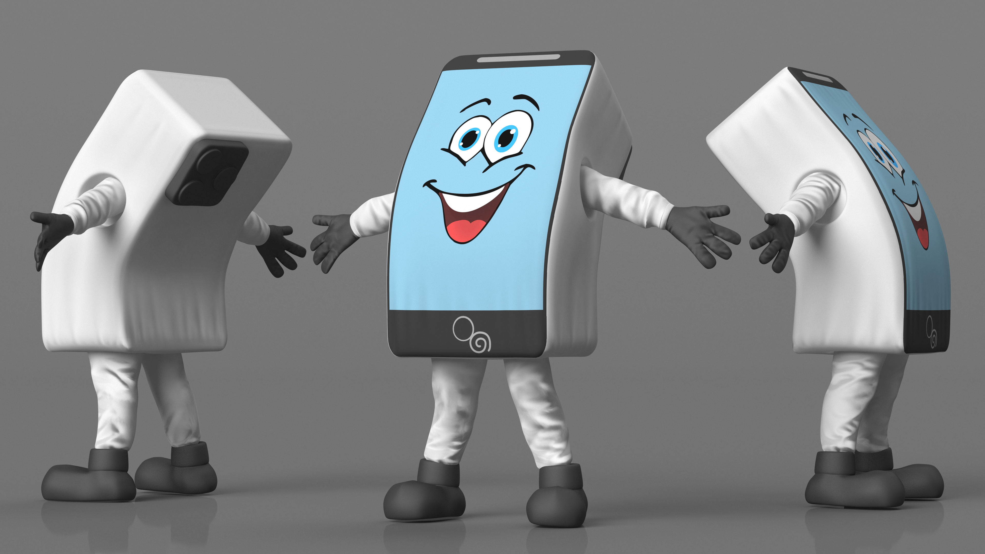 3D model Mascot Character IPhone White Rigged for Cinema 4D