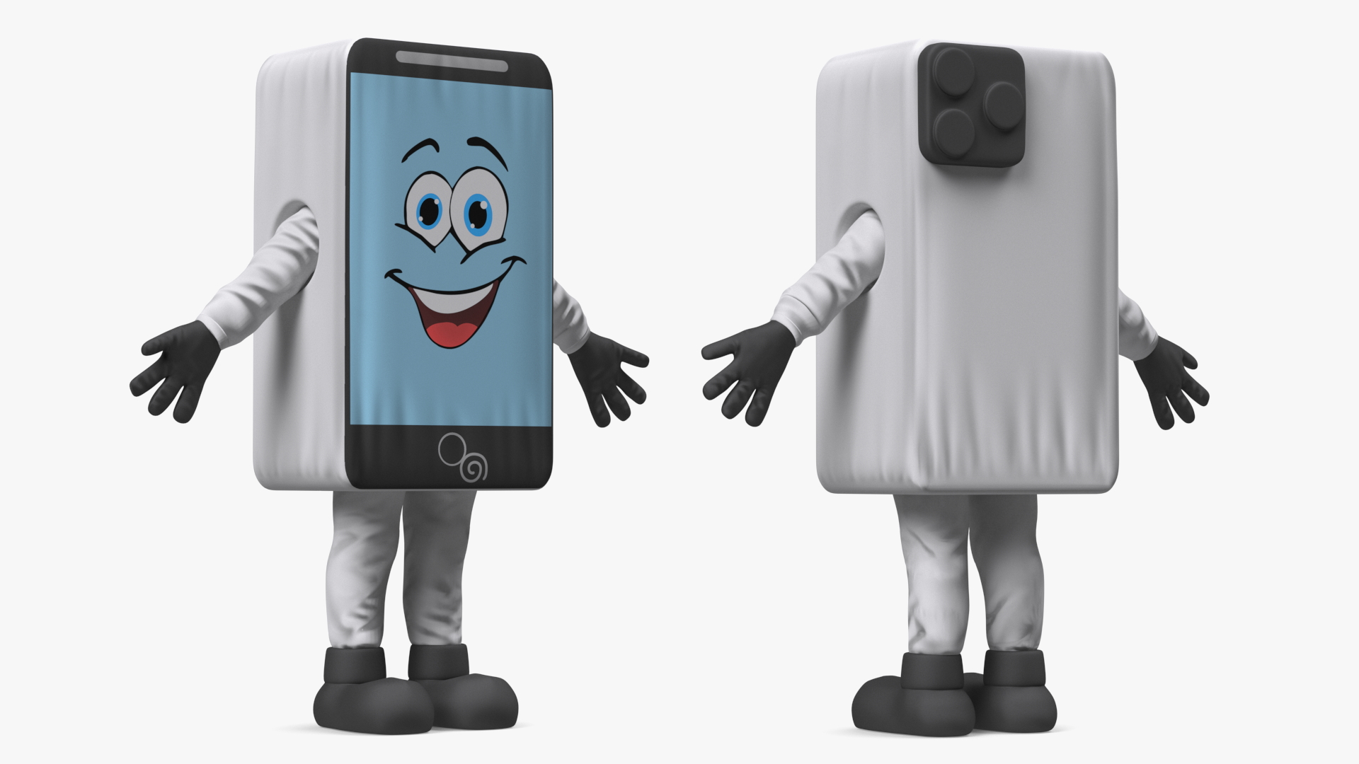 3D model Mascot Character IPhone White Rigged for Cinema 4D