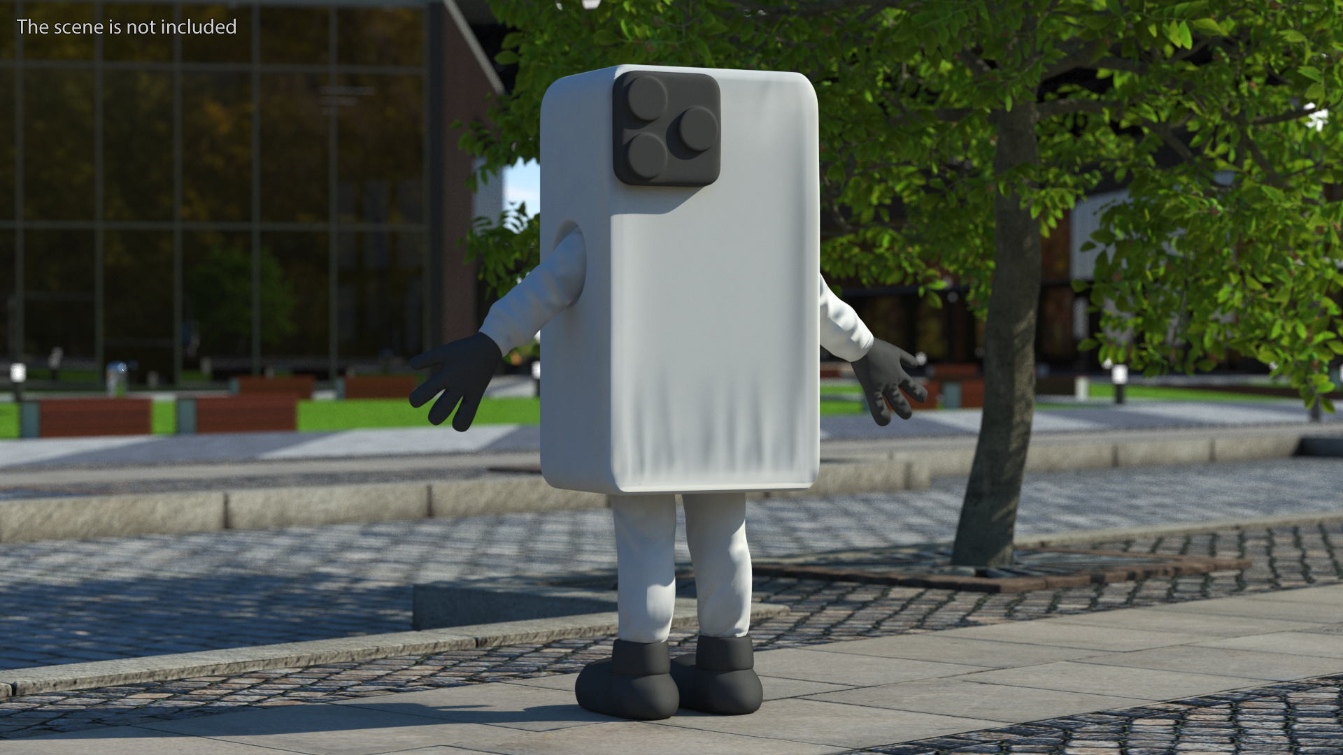 3D model Mascot Character IPhone White Rigged for Cinema 4D