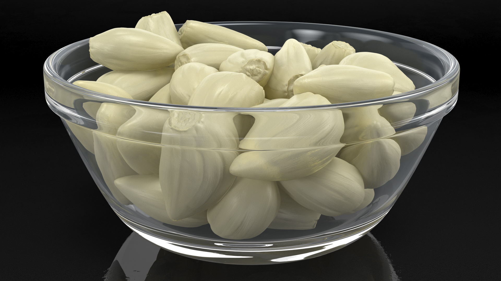 3D Fresh Peeled Garlic Cloves in a Bowl