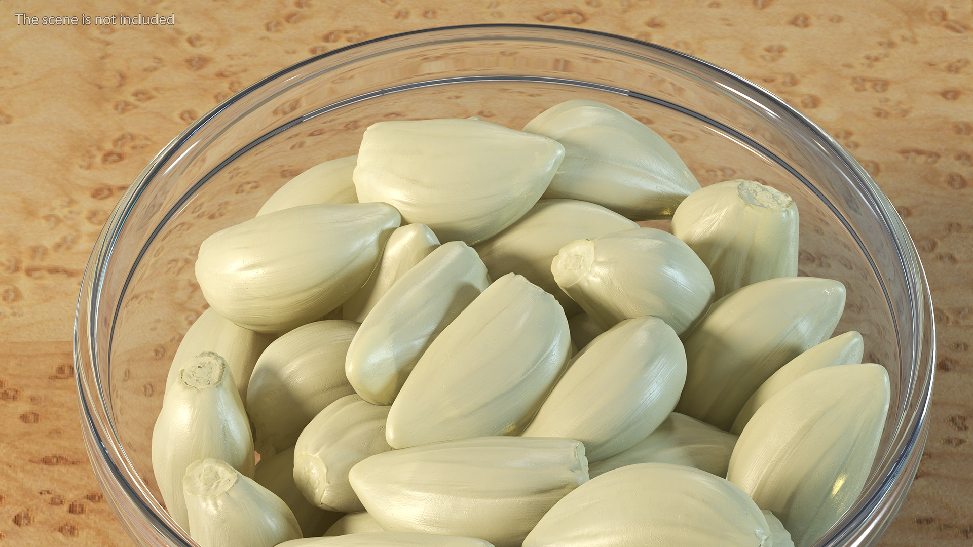 3D Fresh Peeled Garlic Cloves in a Bowl