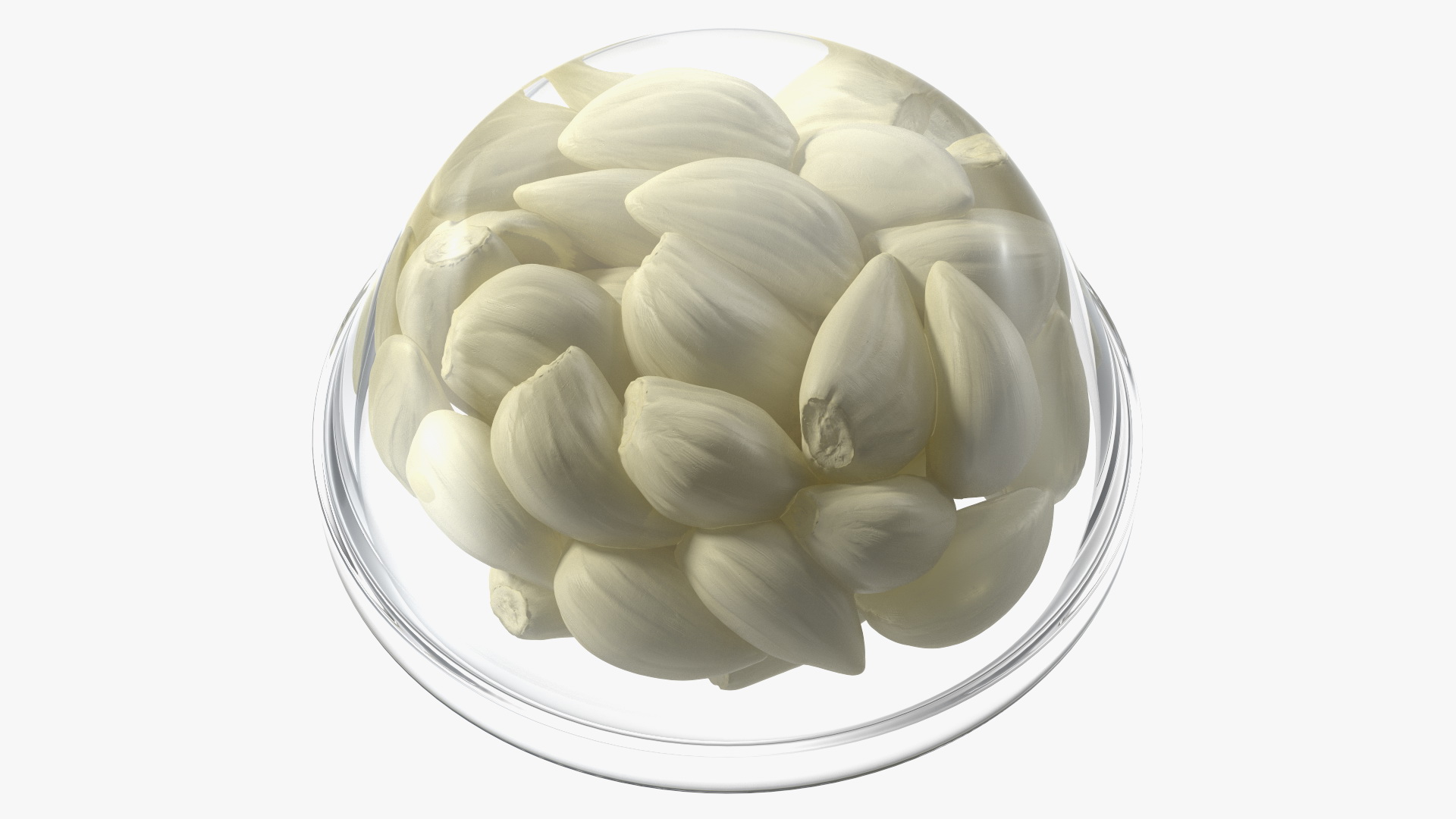 3D Fresh Peeled Garlic Cloves in a Bowl