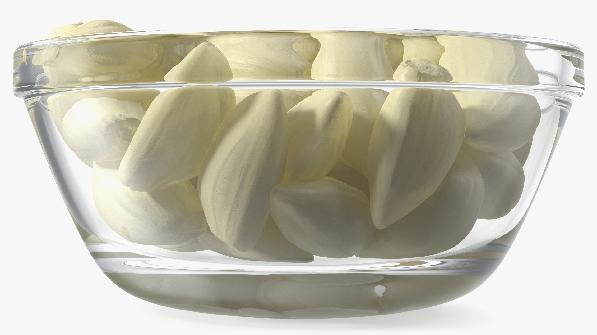 3D Fresh Peeled Garlic Cloves in a Bowl