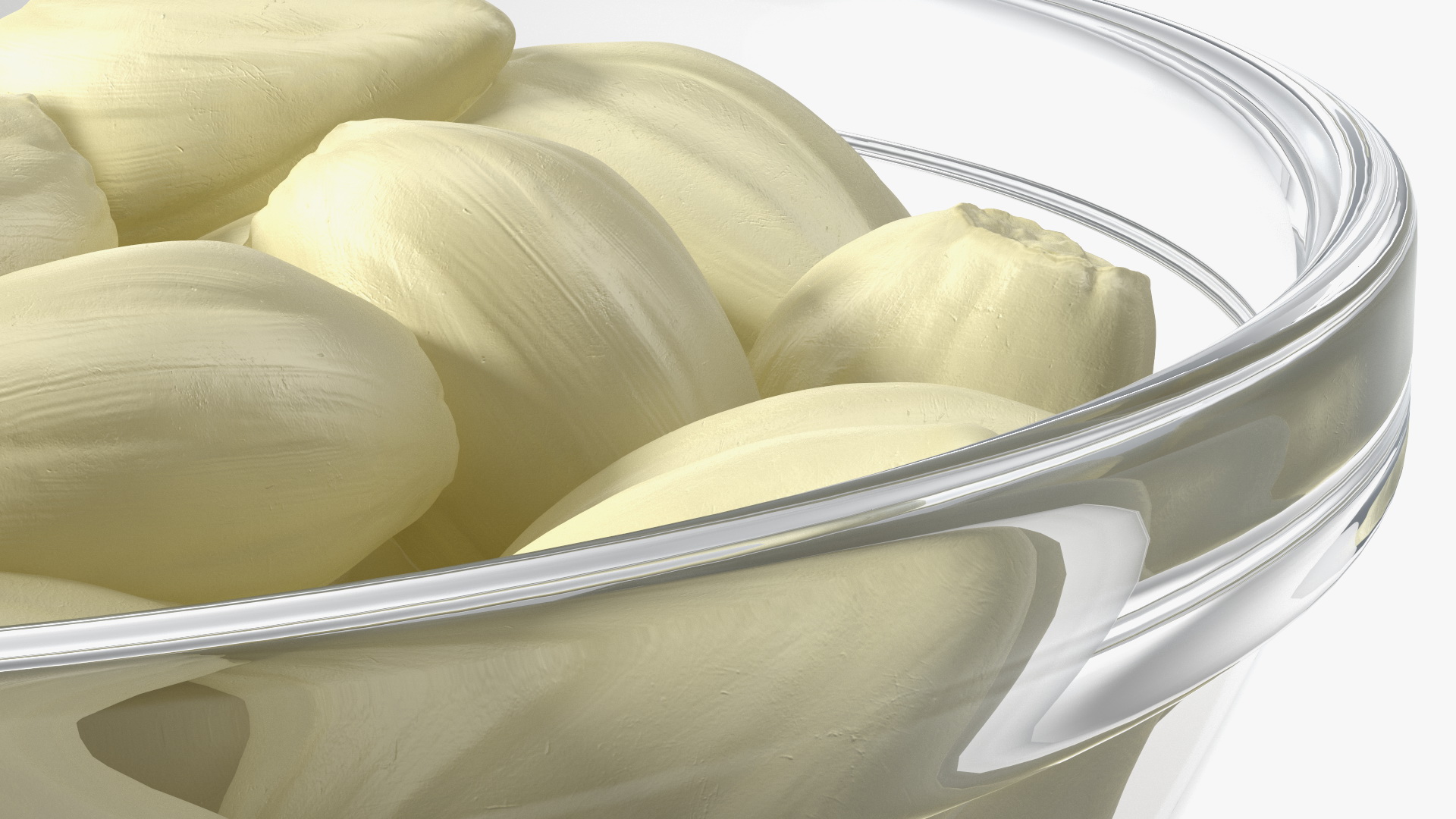 3D Fresh Peeled Garlic Cloves in a Bowl