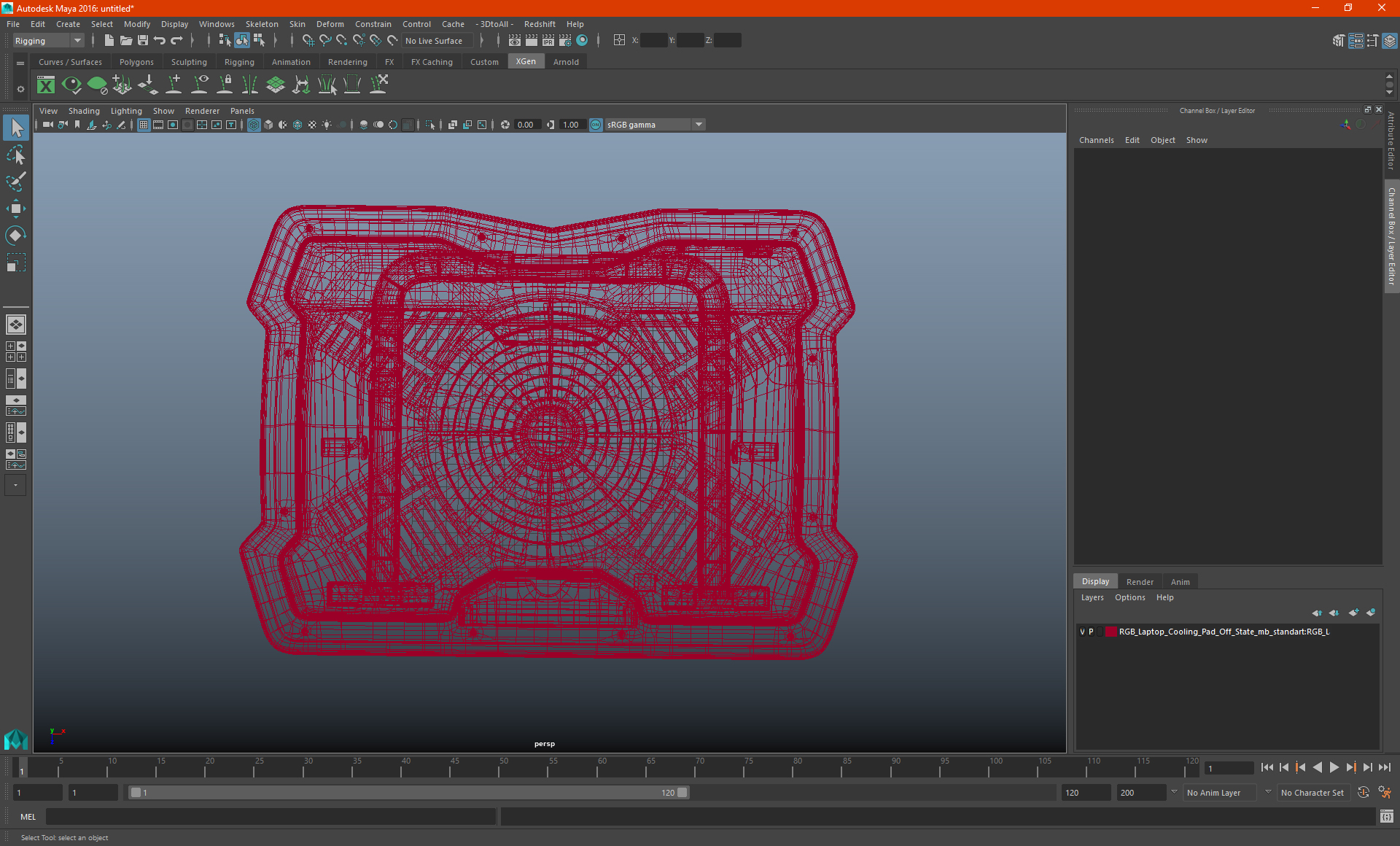 RGB Laptop Cooling Pad Off State 3D