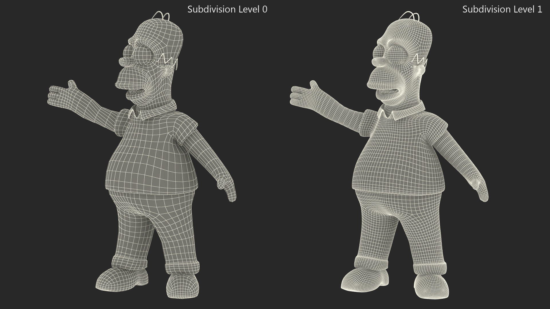 3D Cartoon Character Homer Simpson Waving Pose model