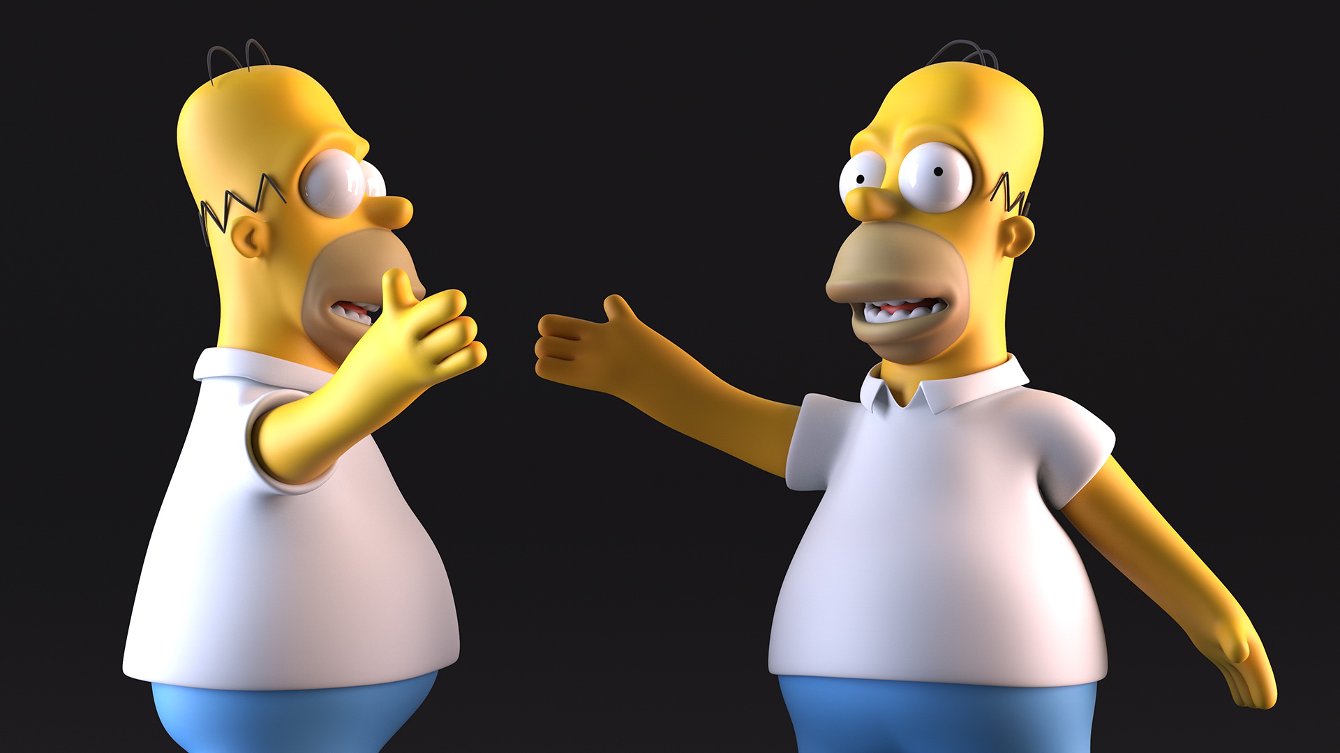 3D Cartoon Character Homer Simpson Waving Pose model